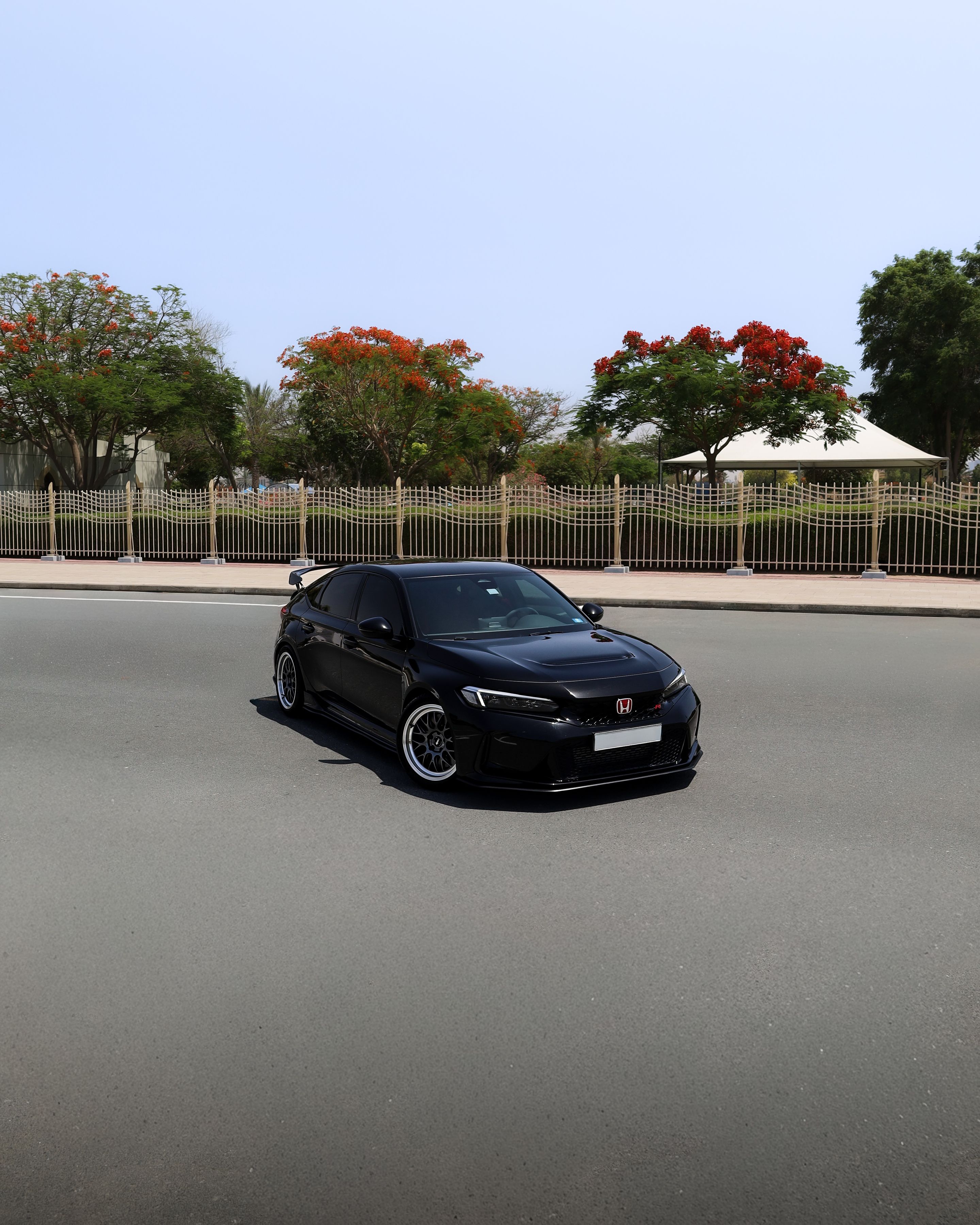 Black Honda FL5 Civic Type-R with 18" ML-10RT Apex wheels in Machined Lip Anthracite