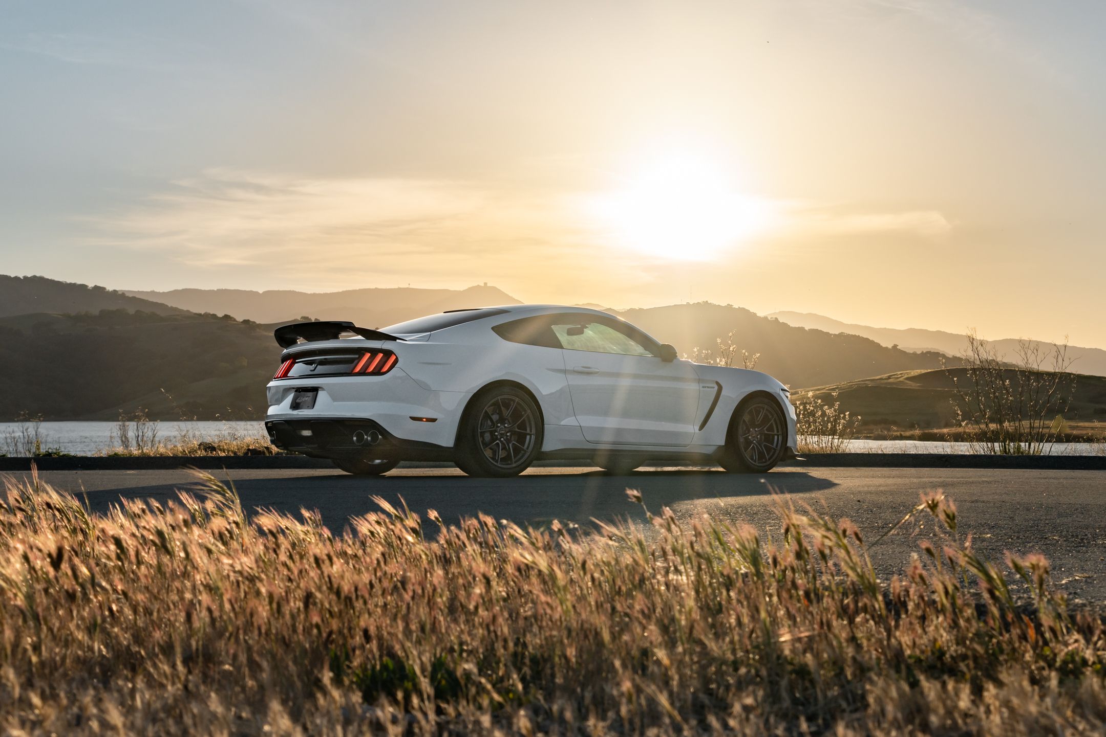 White Ford S550 Mustang GT350 with 19" EC-7RS Apex wheels in Satin Black