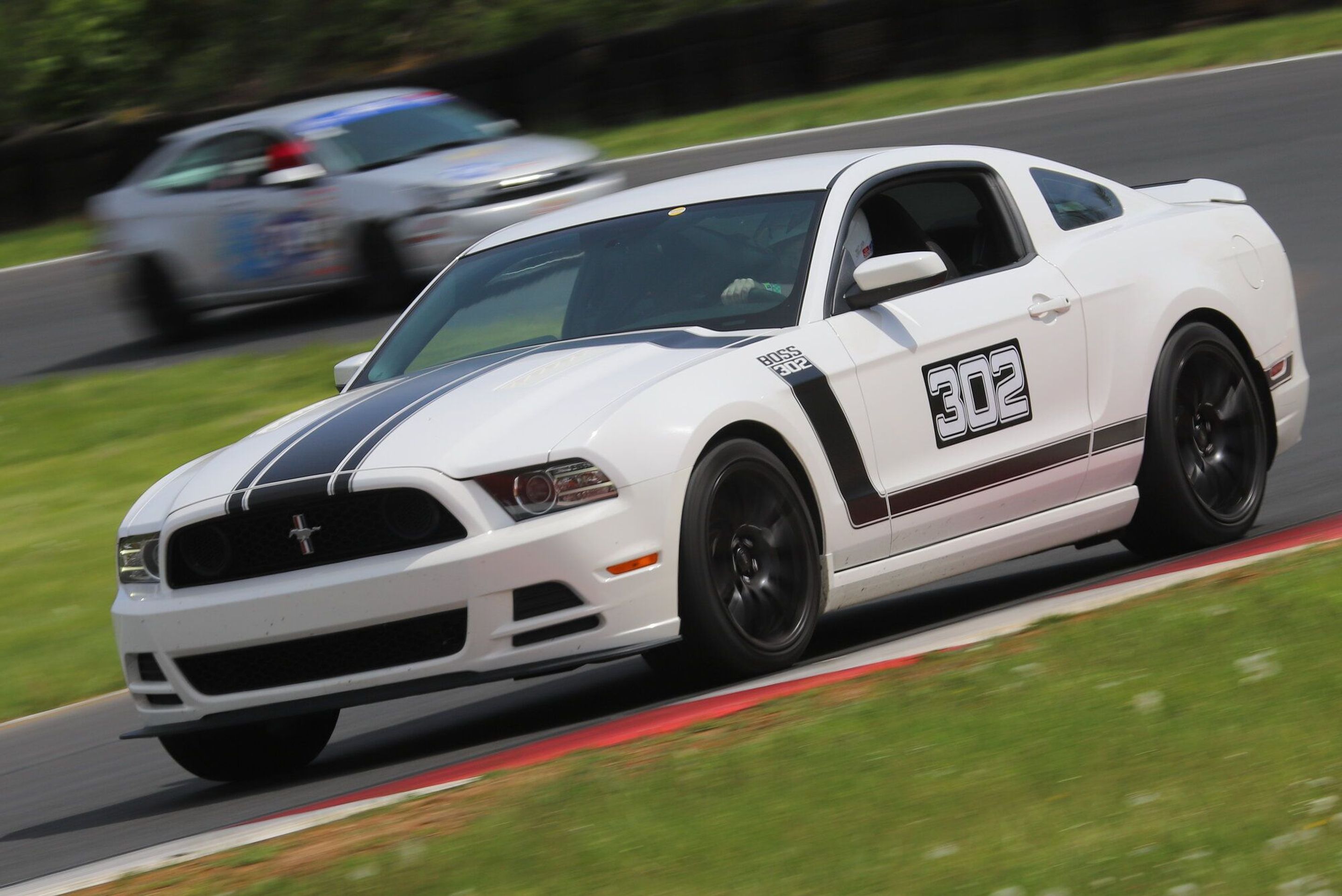 White Ford S197 Mustang Boss 302 with 19" SM-10 Apex wheels in Satin Black