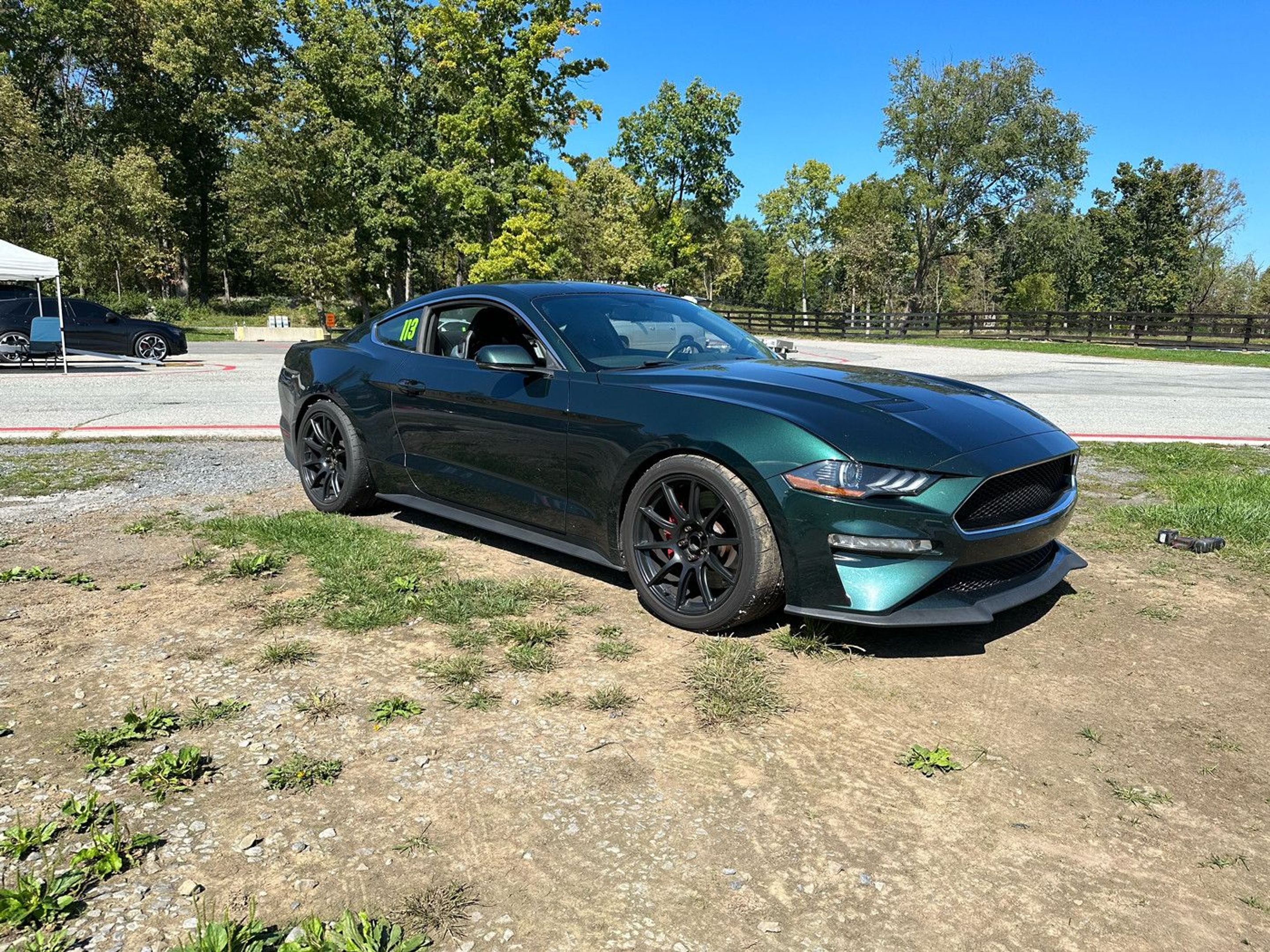 Green Ford S550 Mustang Bullitt with 19" SM-10 Apex wheels in Satin Black