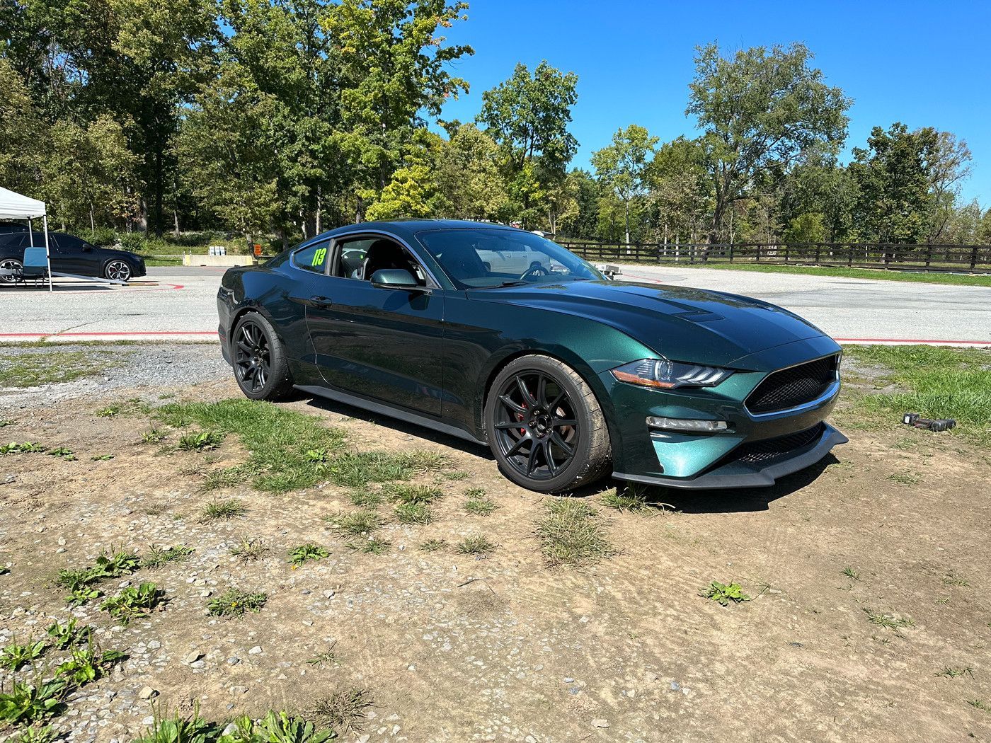 Green Ford S550 Mustang Bullitt with 19" SM-10 Apex wheels in Satin Black