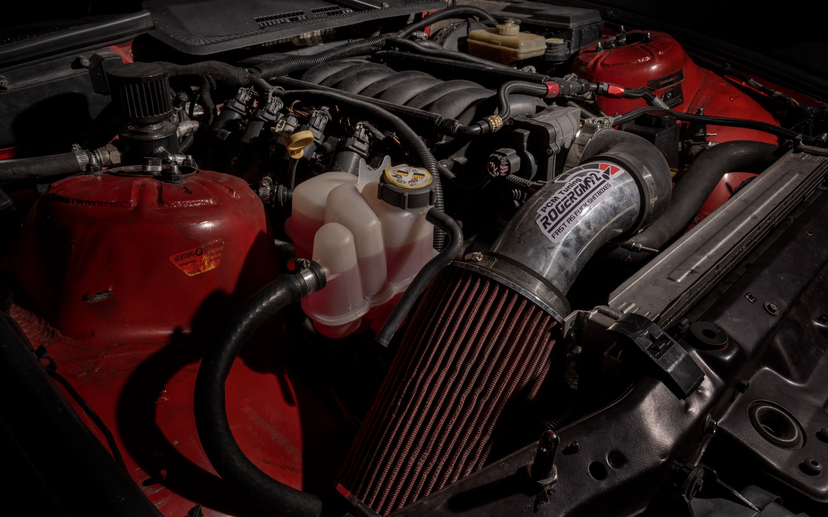 Red BMW E36 3 Series with 17" ARC-8 Apex wheels in Hyper Black