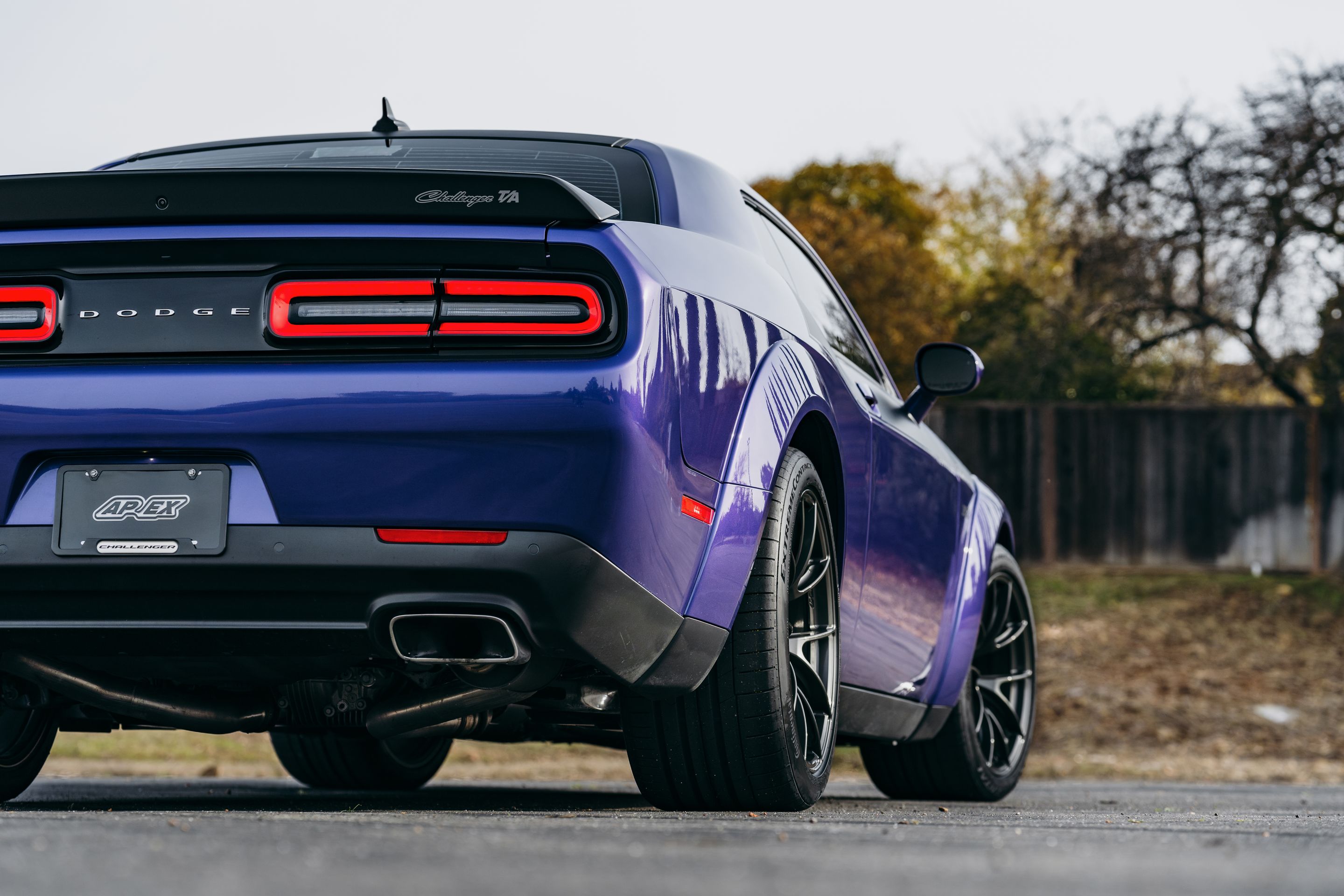 Purple Dodge Challenger R/T Scat Pack Widebody with 20" VS-5RS Apex wheels in Anthracite