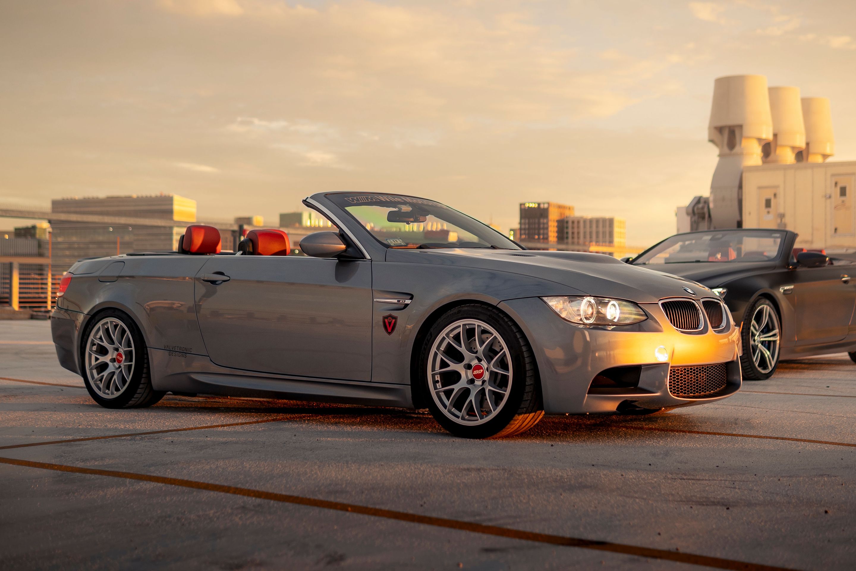 Grey BMW E93 Convertible M3 with 18" EC-7 Apex wheels in Race Silver
