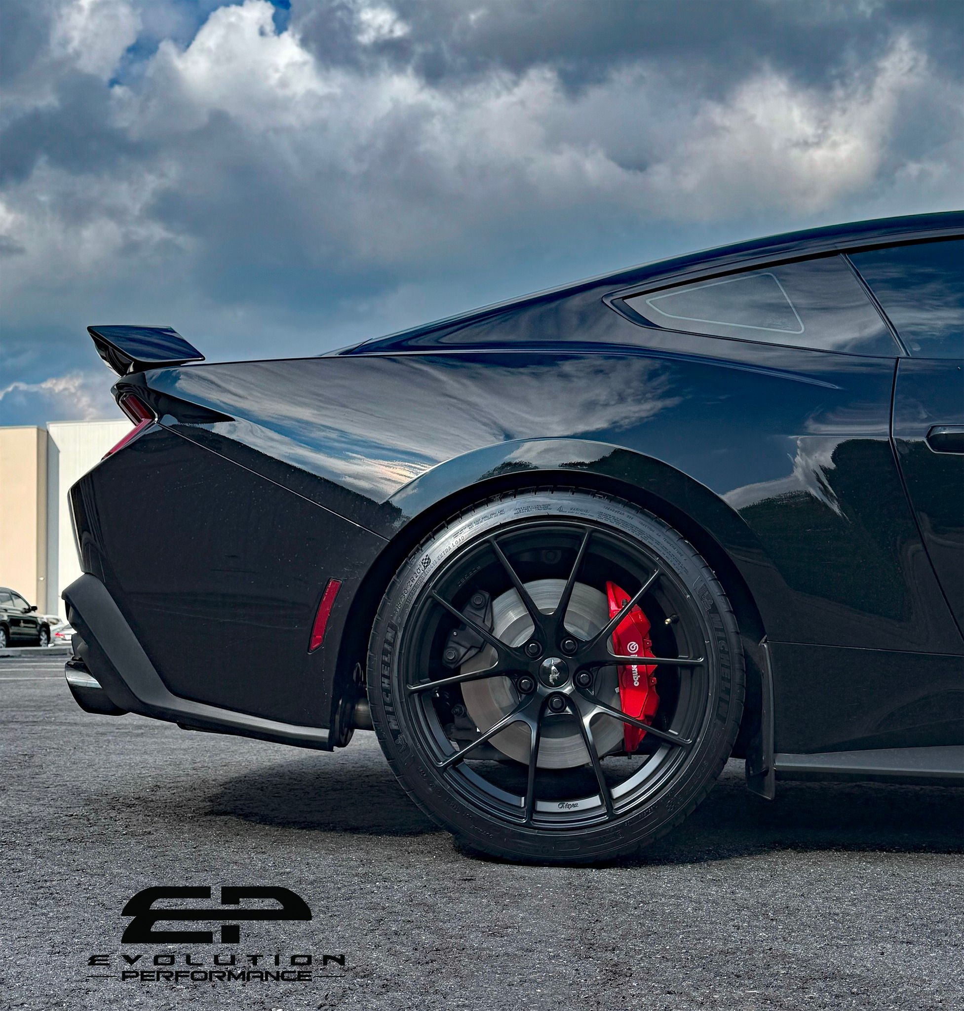 Black Ford S650 Mustang GT with 20" VS-5RS Apex wheels in Satin Black