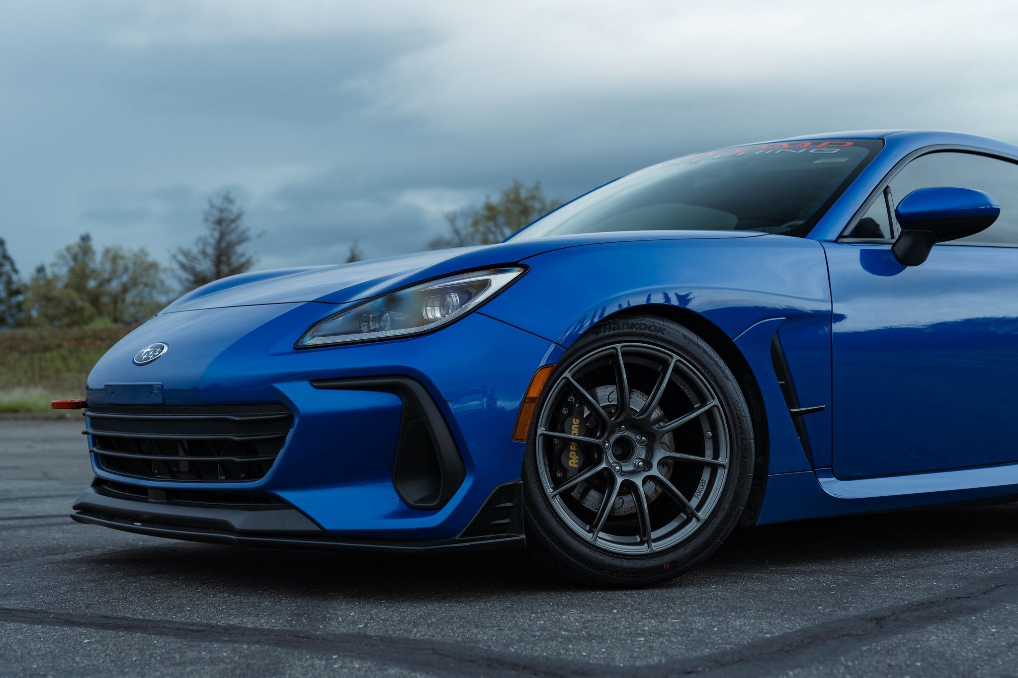 Blue Subaru ZD8 / Gen 2 BRZ with 17" SM-10RS Apex wheels in Anthracite