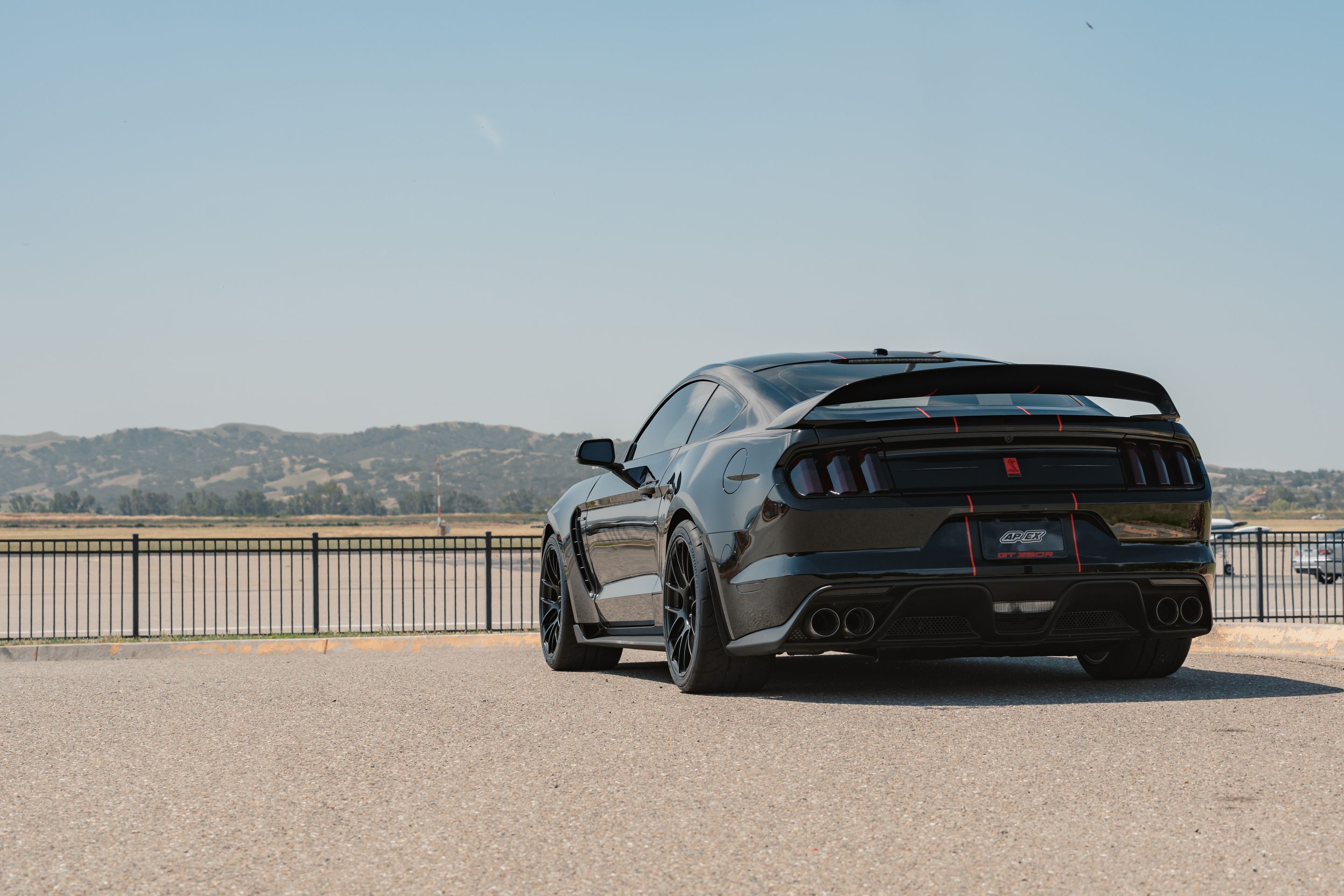 Black Ford S550 Mustang GT350 with 19" EC-7RS Apex wheels in Satin Black
