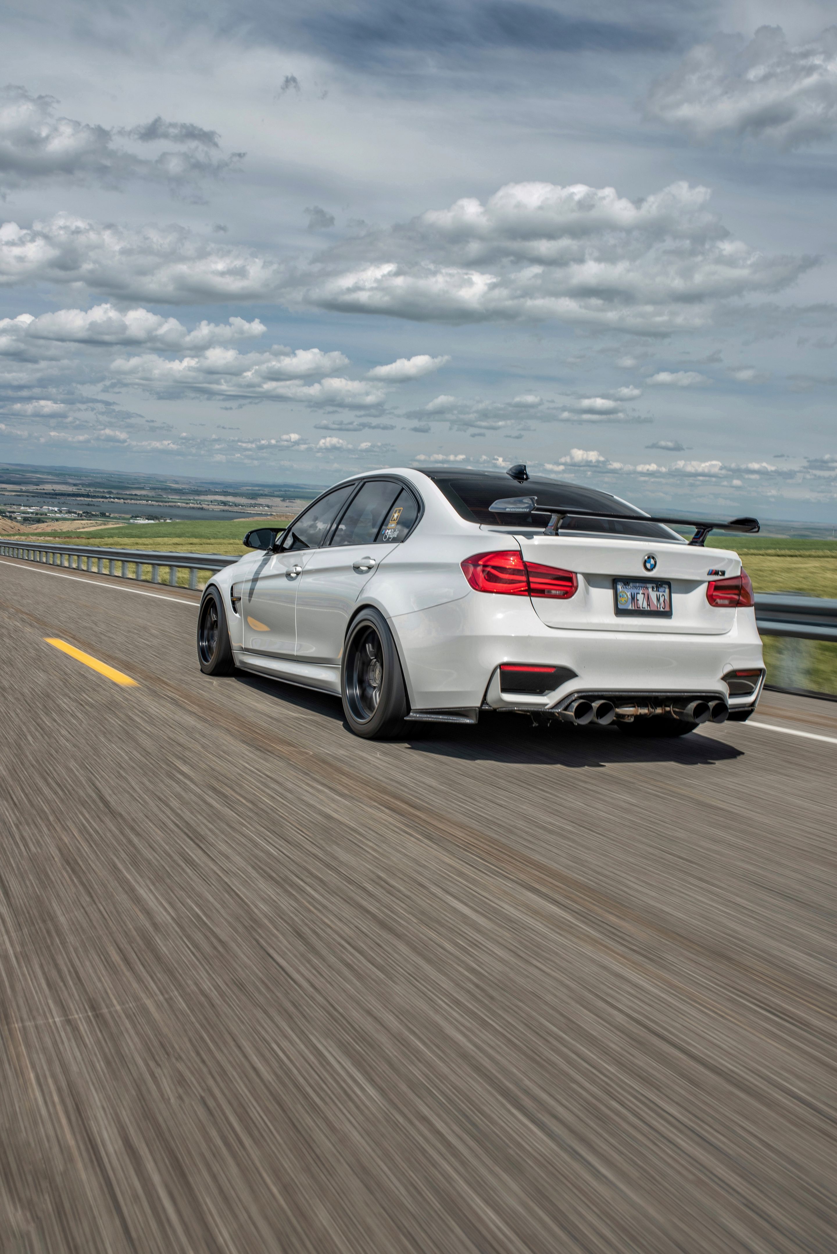 White BMW F80 M3 with 18" FL-5 Apex wheels in Satin Black