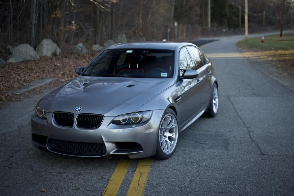 Grey BMW E90 Sedan M3 with 18" EC-7 Apex wheels in Race Silver