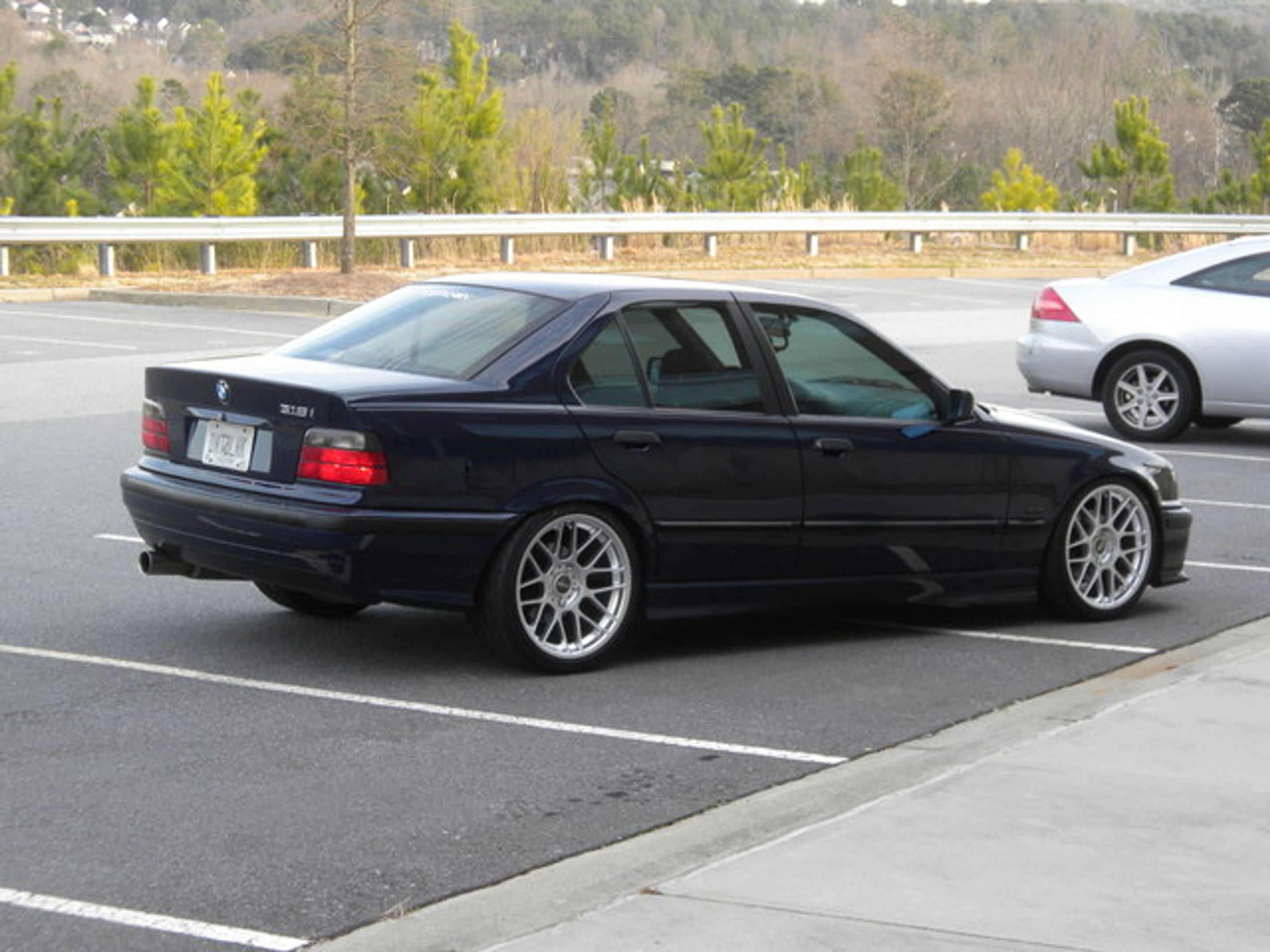 Blue BMW E36 3 Series with 18" ARC-8 Apex wheels in Hyper Silver