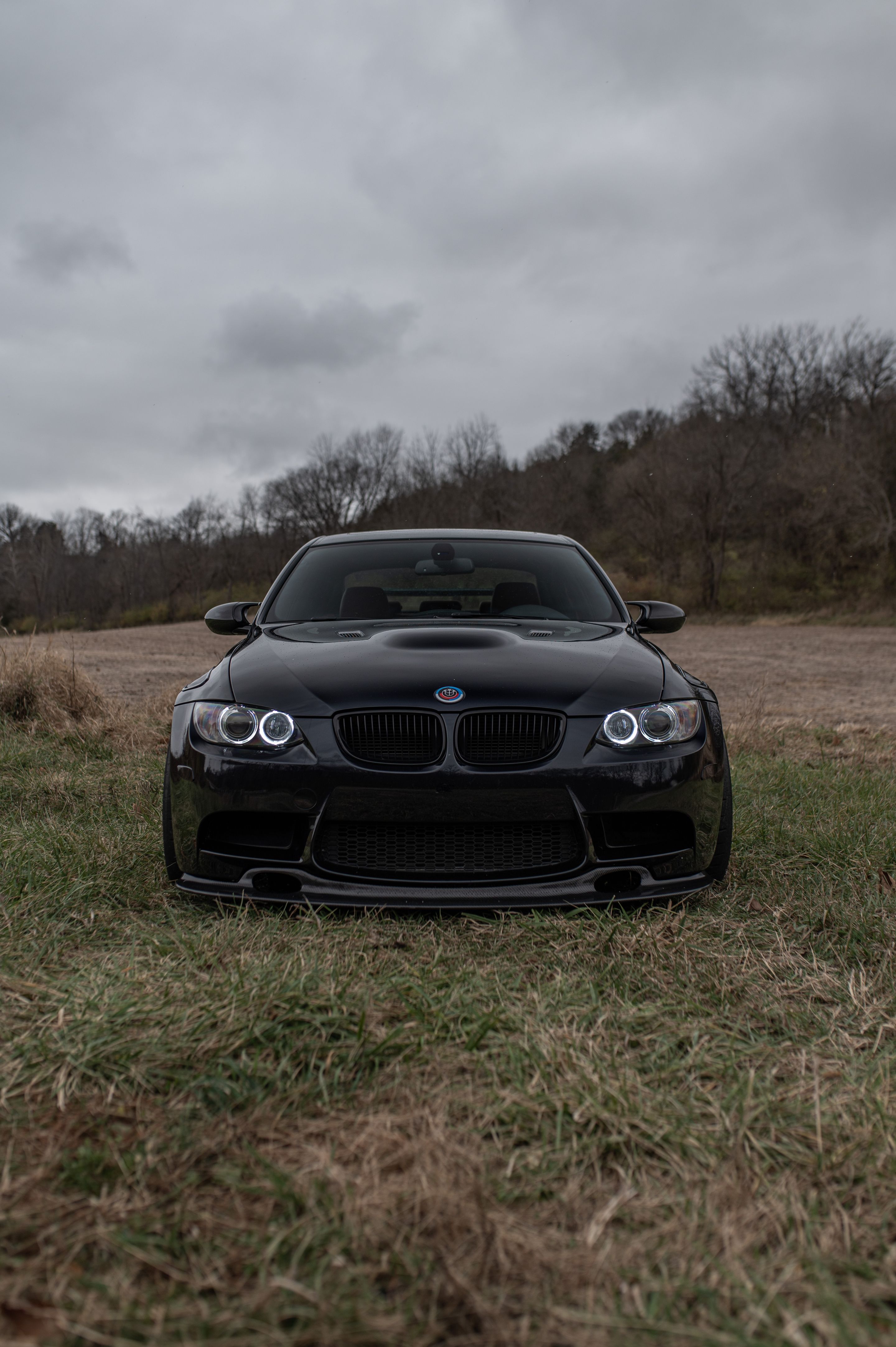 Black BMW E90 Sedan M3 with 18" ARC-8 Apex wheels in Satin Black