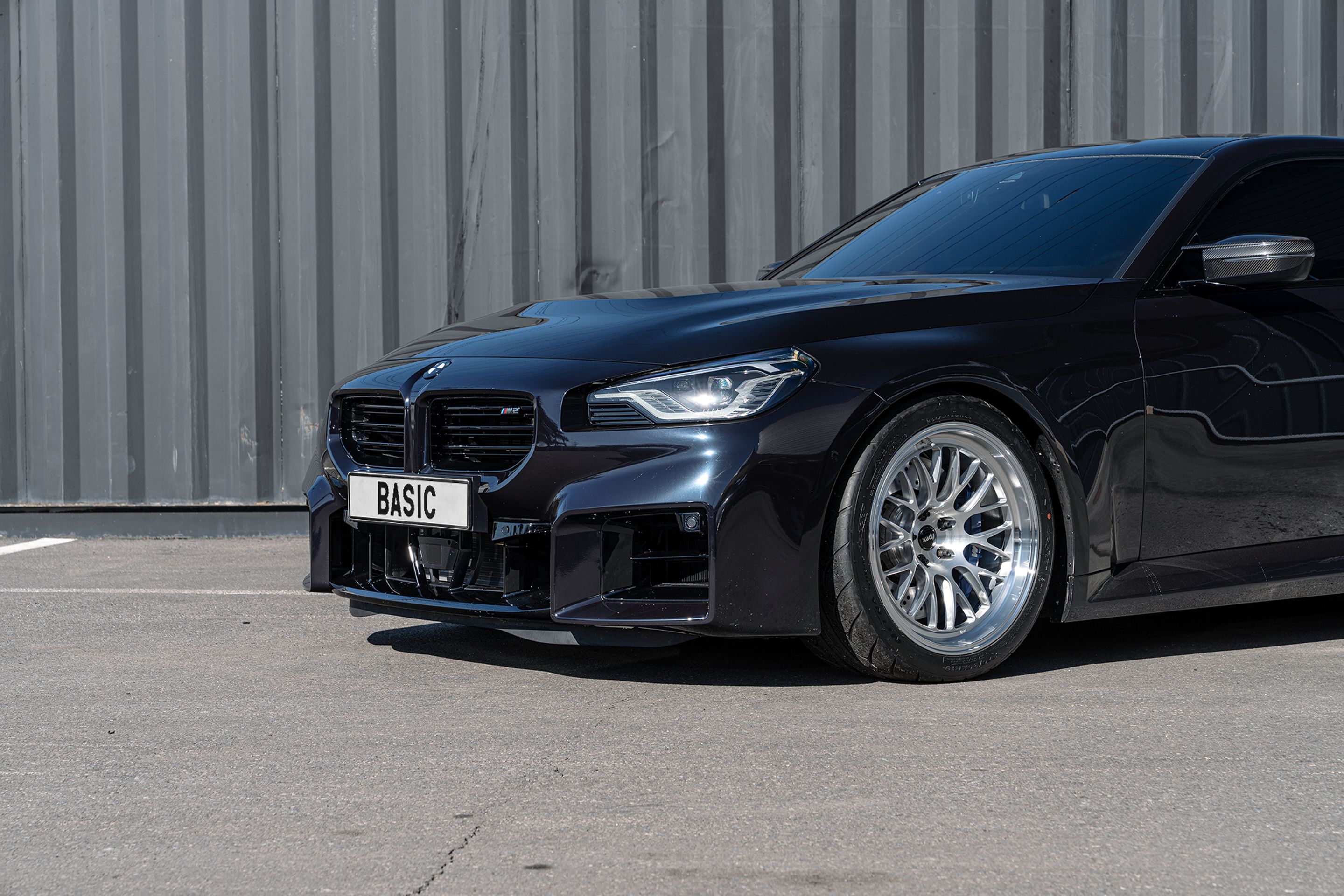 Black BMW G87 M2 with 19" ML-10RT Apex wheels in Machined Lip Brushed Clear