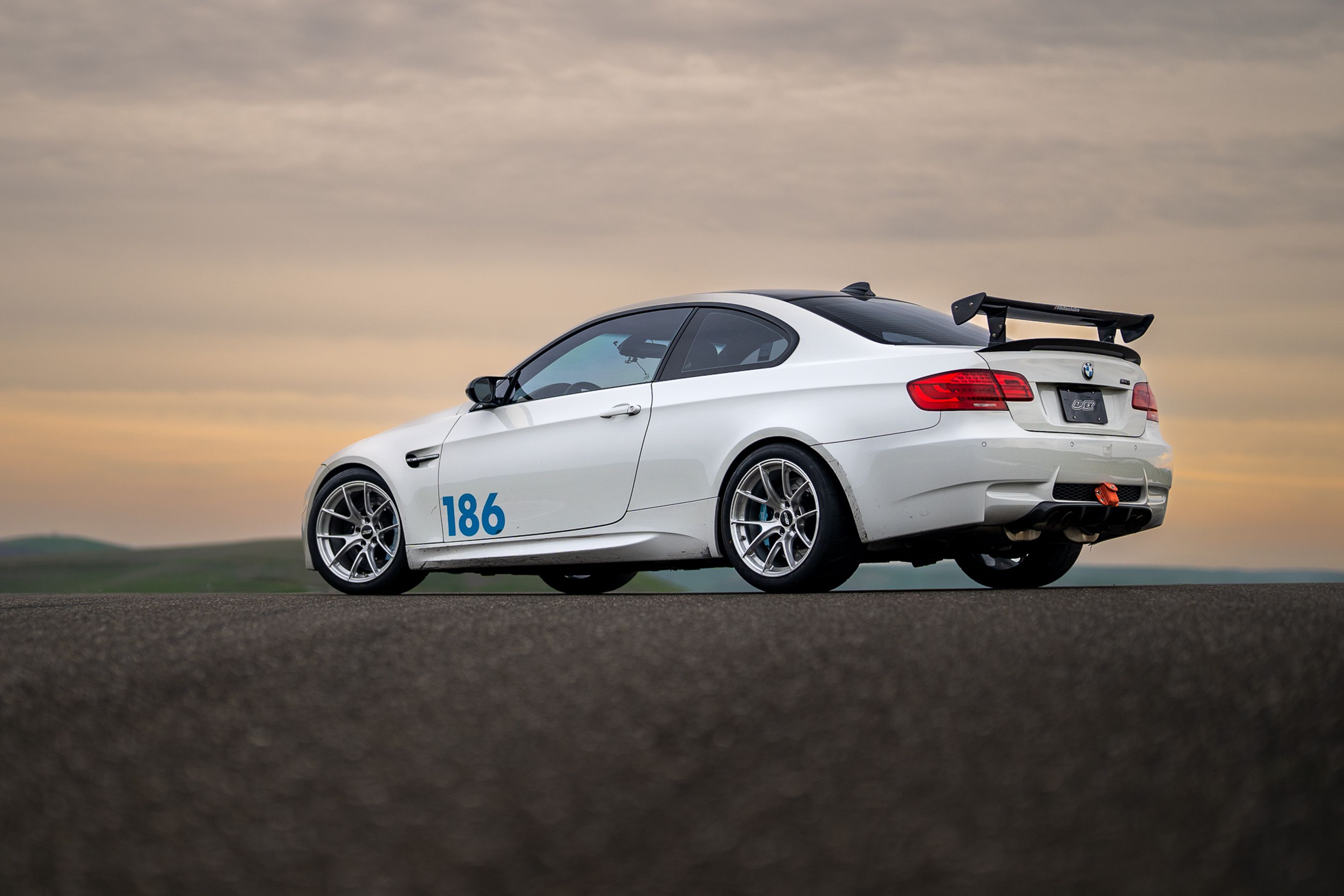 White BMW E92 Coupe M3 with 18" VS-5RS Apex wheels in Brushed Clear