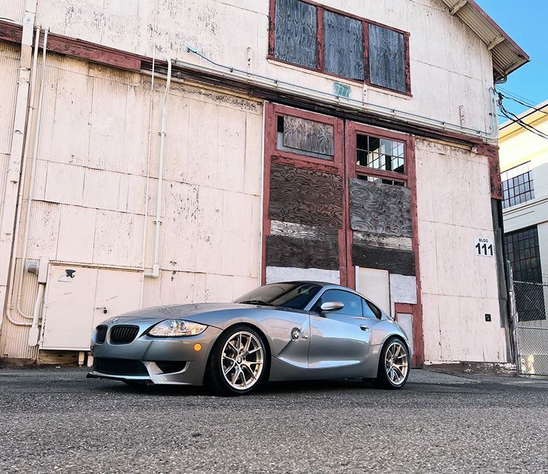 Grey BMW E85 Roadster Z4 with 18" VS-5RS Apex wheels in Brushed Clear