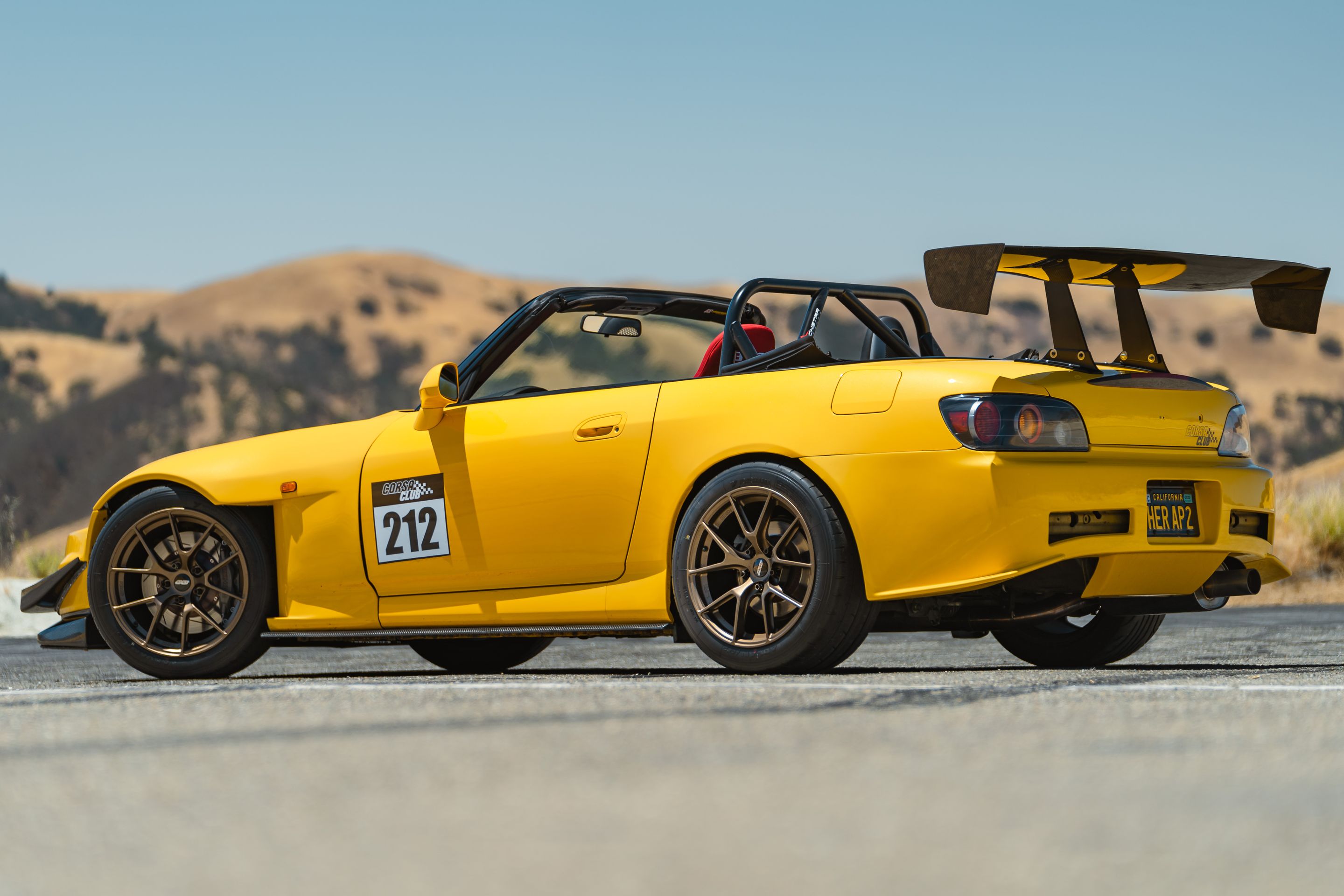 Yellow Honda S2000 with 17" VS-5RS Apex wheels in Satin Bronze