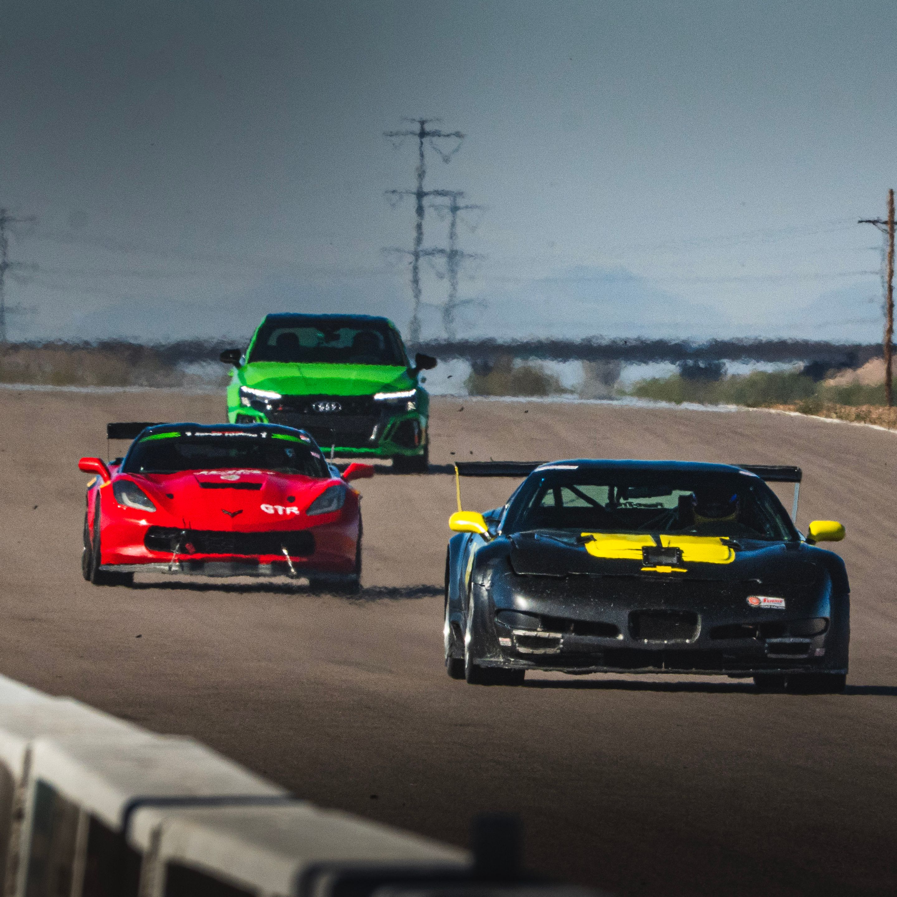 Green Audi 8Y RS 3 with 18" VS-5RS Apex wheels in Brushed Clear