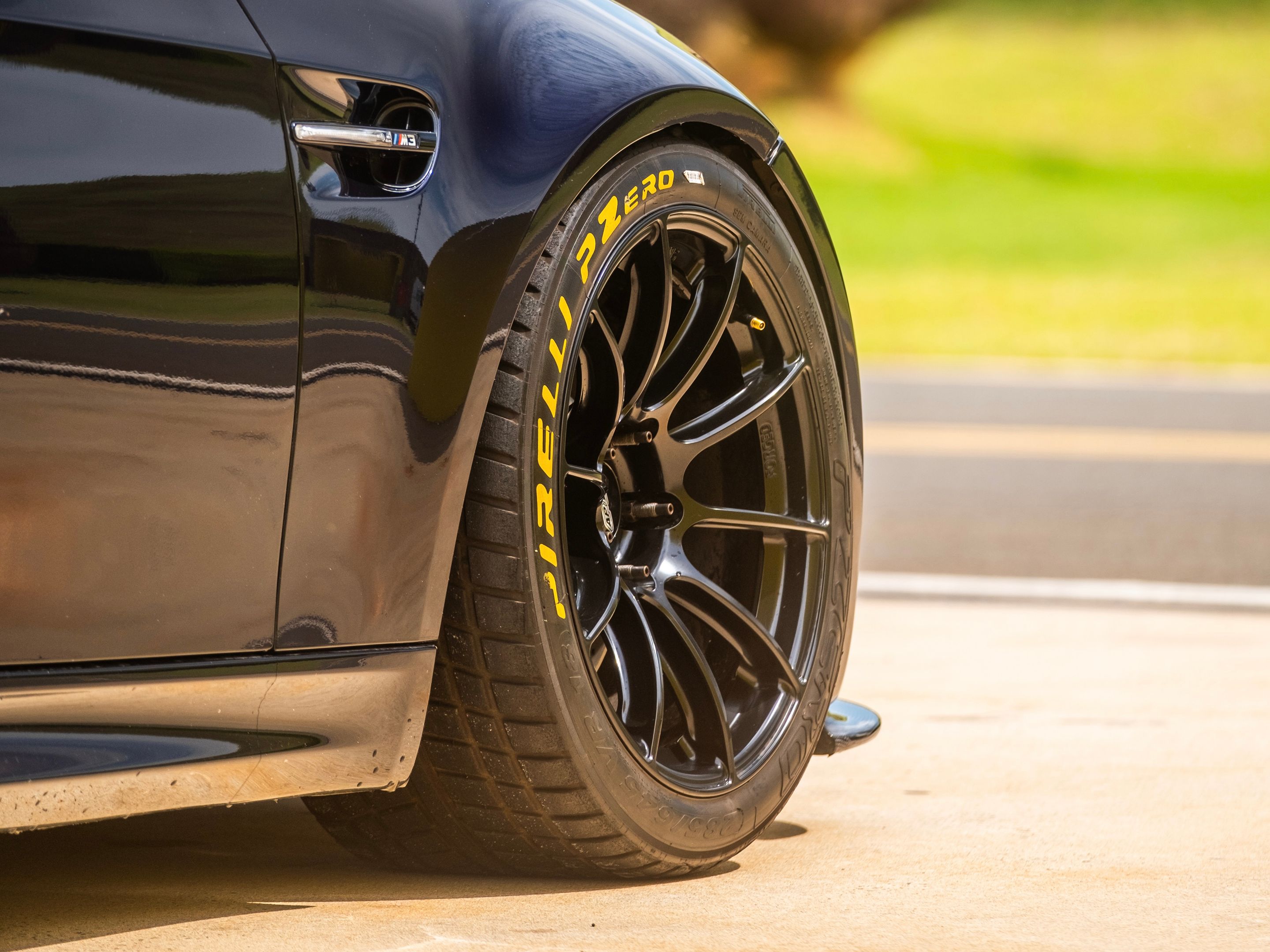 Black BMW E92 Coupe M3 with 18" SM-10RS Apex wheels in Satin Black