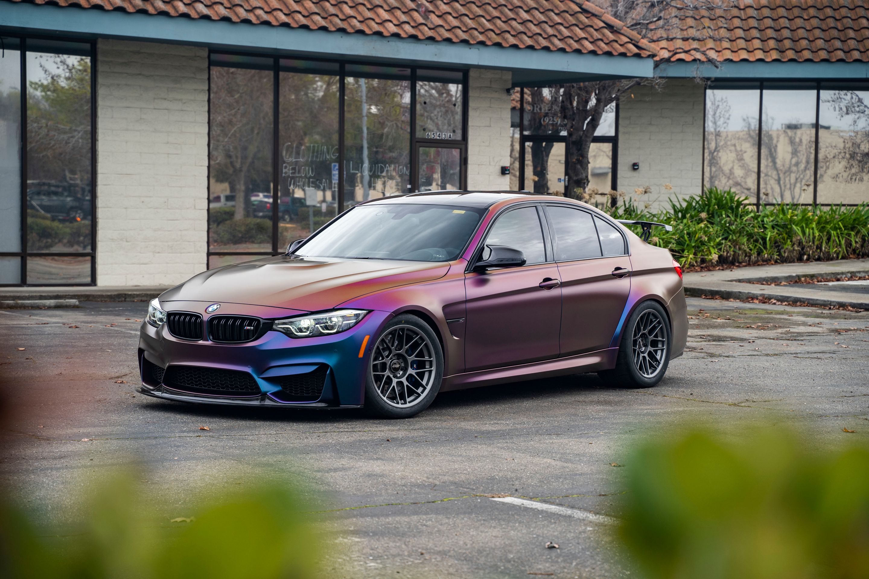 Purple BMW F80 M3 with 18" ARC-8 Apex wheels in Anthracite