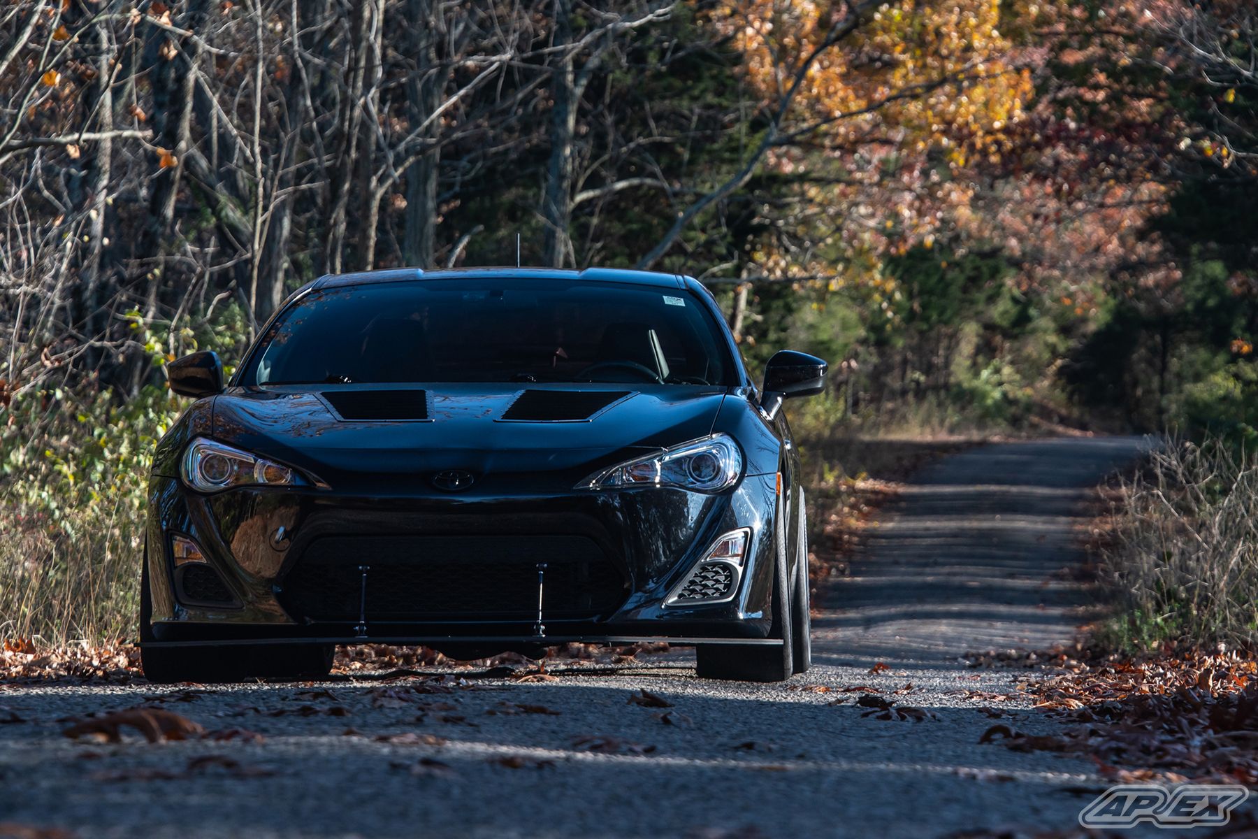 Black Scion FR-S with 17" ARC-8 Apex wheels in Satin Bronze