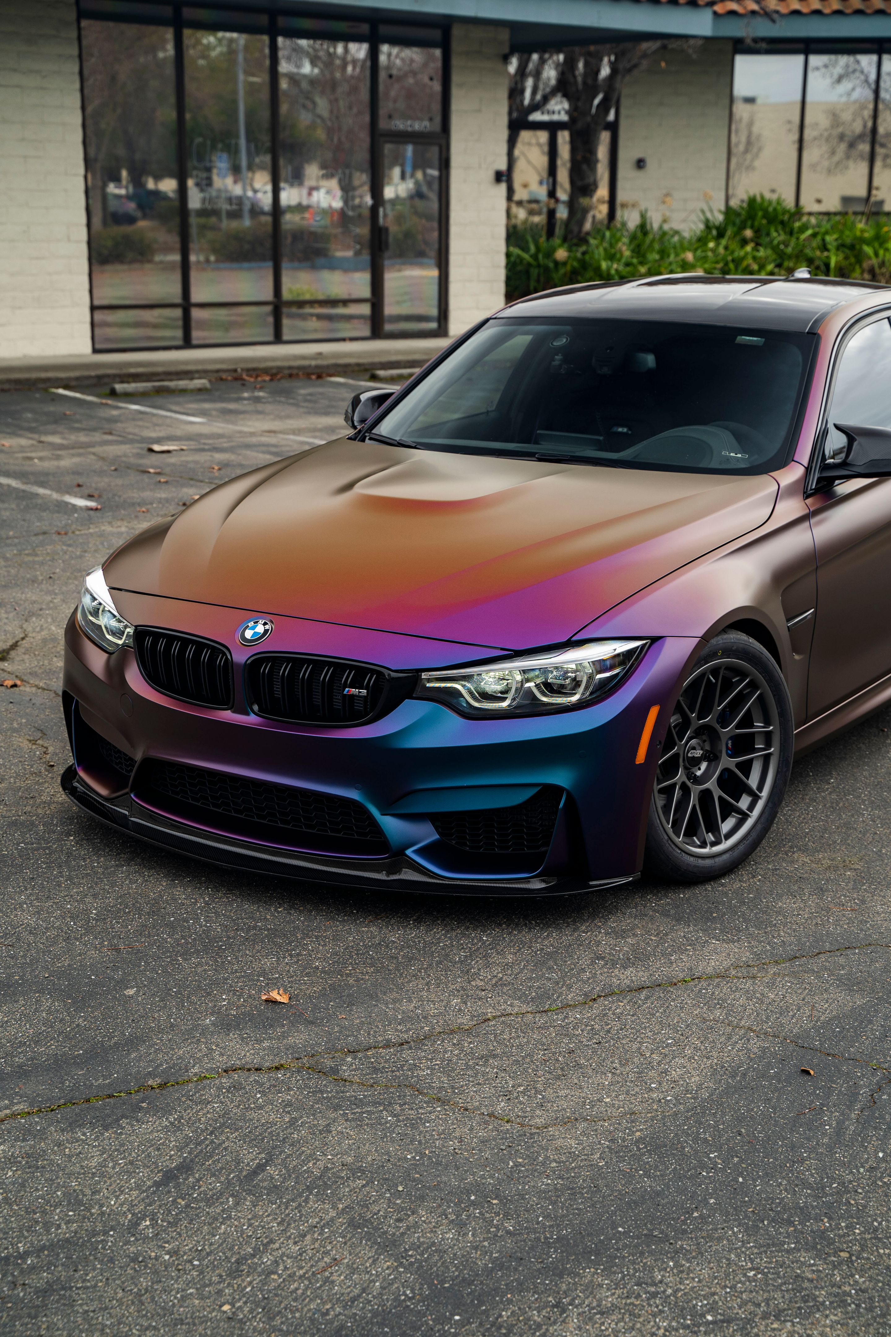Purple BMW F80 M3 with 18" ARC-8 Apex wheels in Anthracite