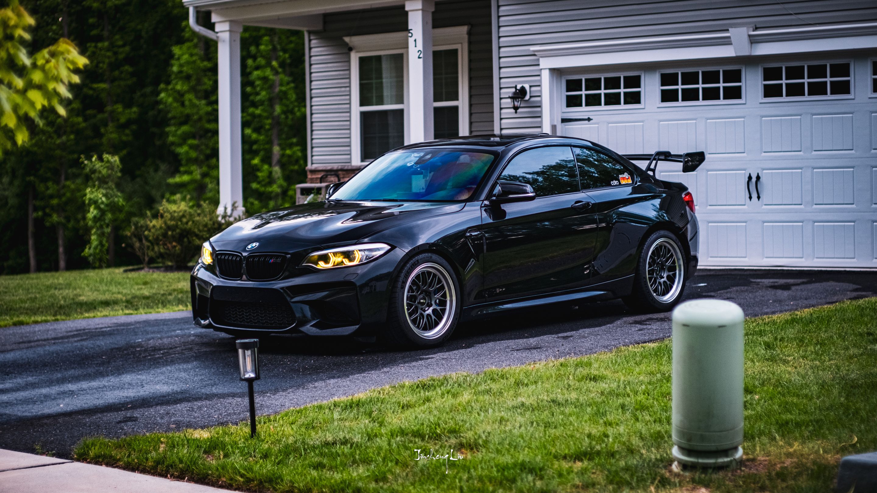 Black BMW F87 M2 with 18" ML-10RT Apex wheels in Machined Lip Anthracite