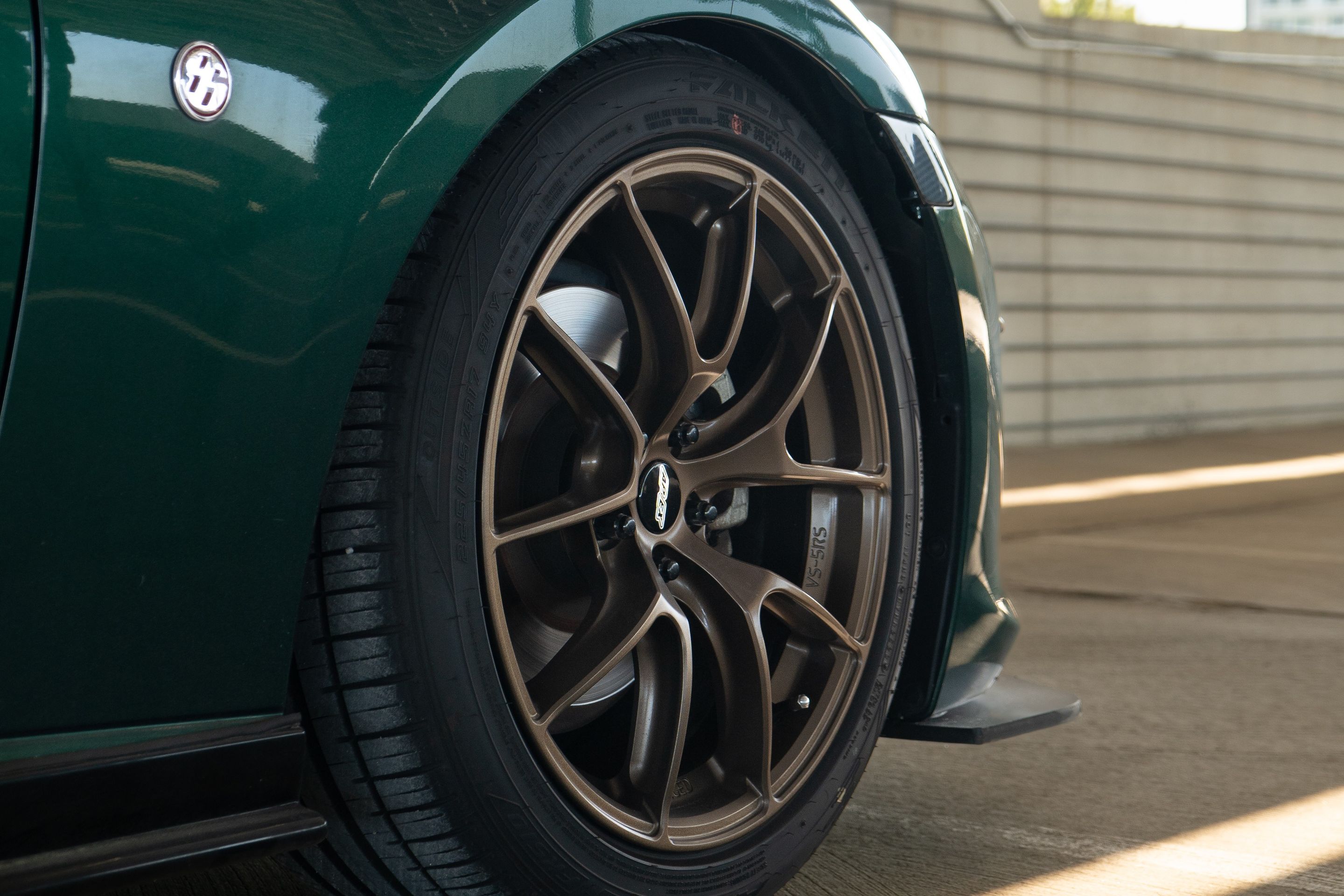 Green Toyota 86 / GT86 / FT86 with 17" VS-5RS Apex wheels in Satin Bronze