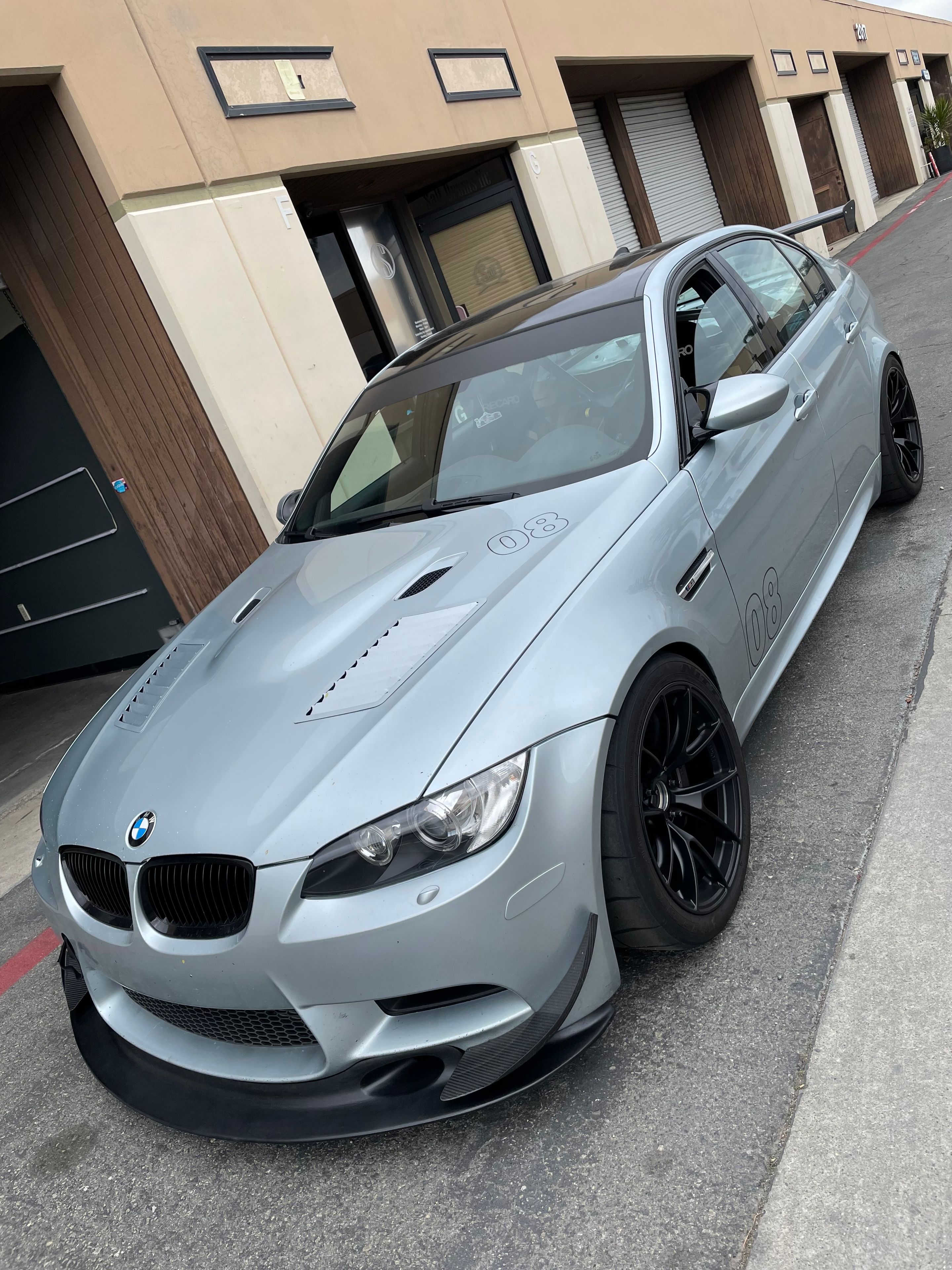 Silver BMW E90 Sedan M3 with 18" VS-5RS Apex wheels in Satin Black
