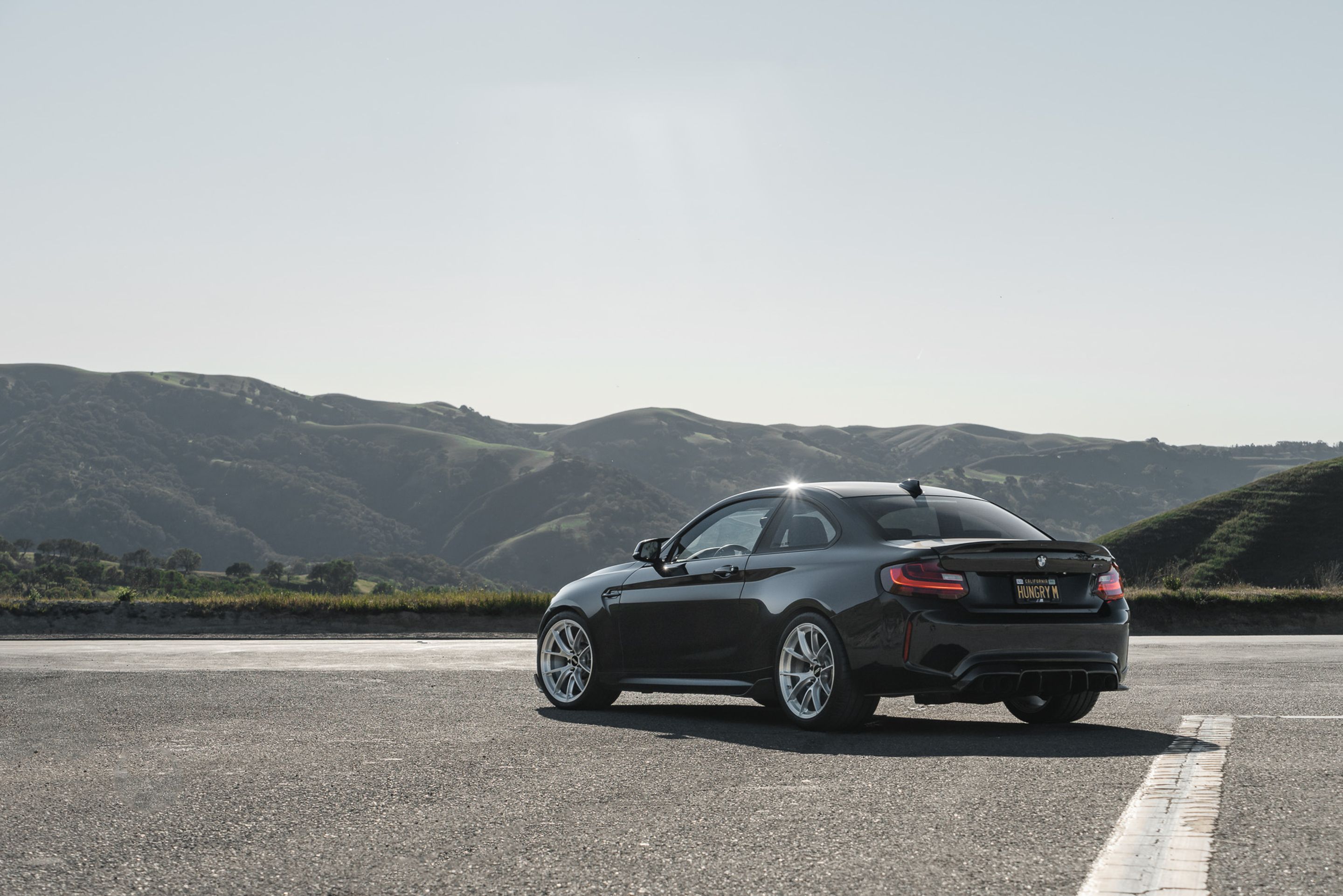 Black BMW F87 M2 with 19" VS-5RS Apex wheels in Brushed Clear