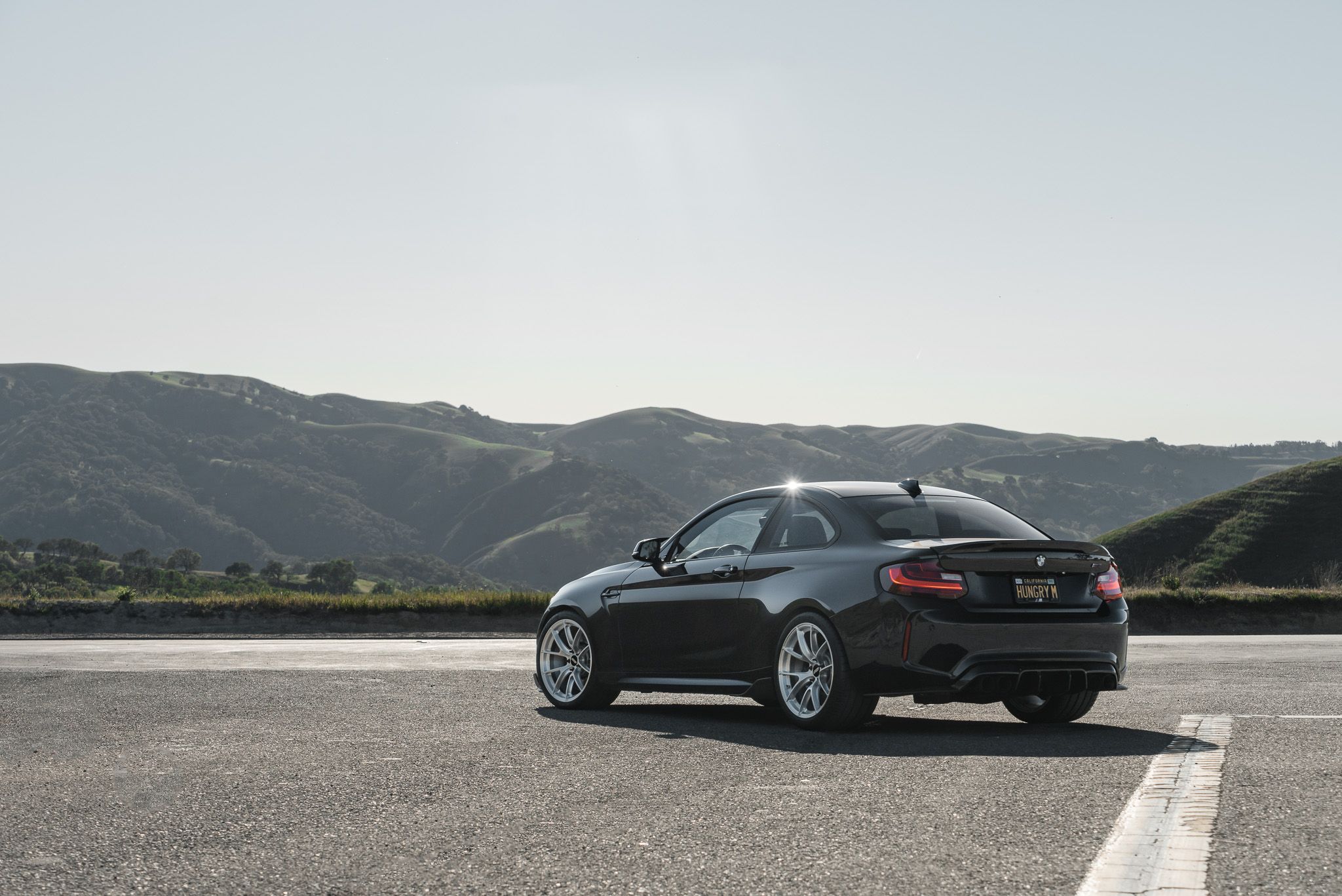 Black BMW F87 M2 with 19" VS-5RS Apex wheels in Brushed Clear