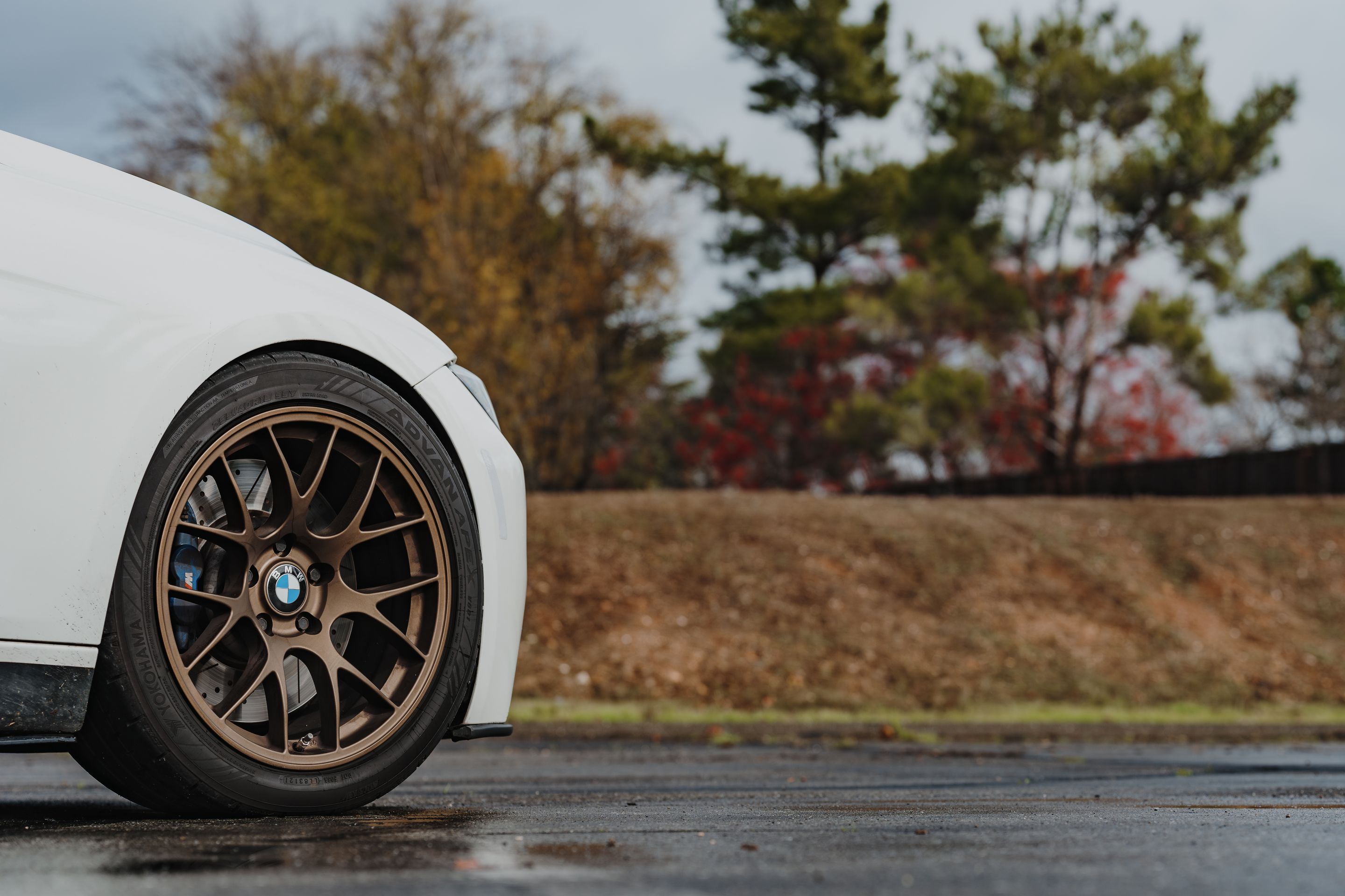 White BMW F31 Wagon 3 Series with 18" EC-7 Apex wheels in Satin Bronze