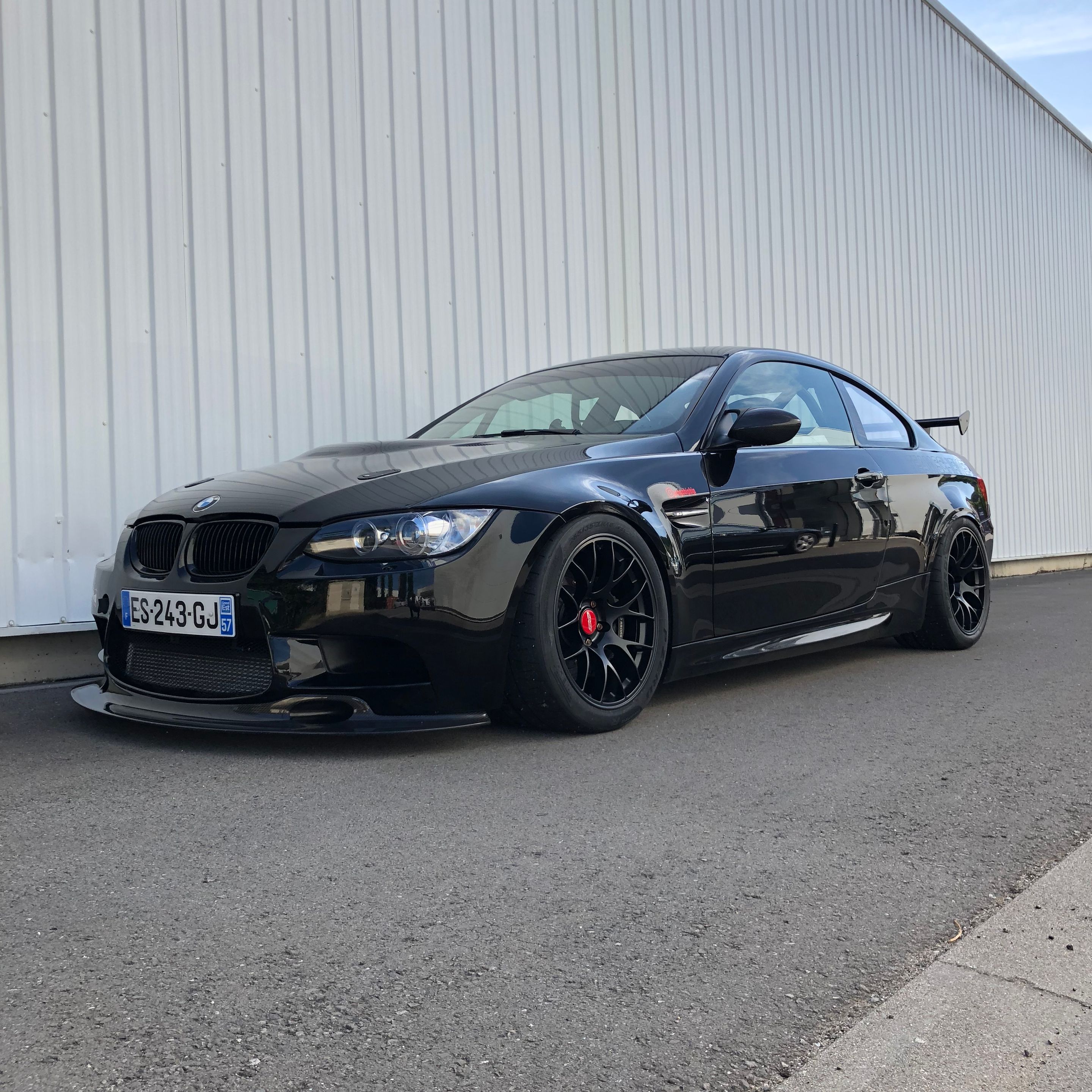 Black BMW E92 Coupe M3 with 18" EC-7 Apex wheels in Satin Black