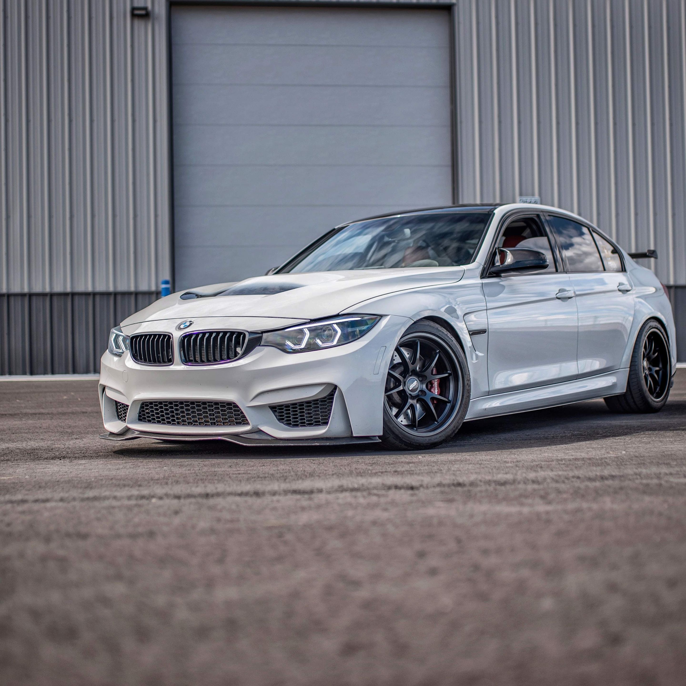 White BMW F80 M3 with 18" FL-5 Apex wheels in Satin Black
