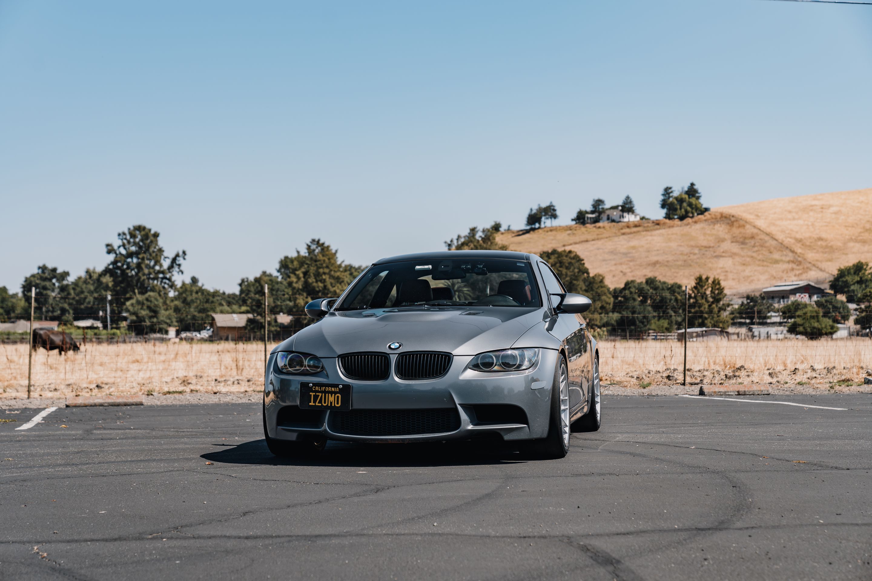 Grey BMW E92 Coupe M3 with 18" ARC-8RT Apex wheels in Race Silver