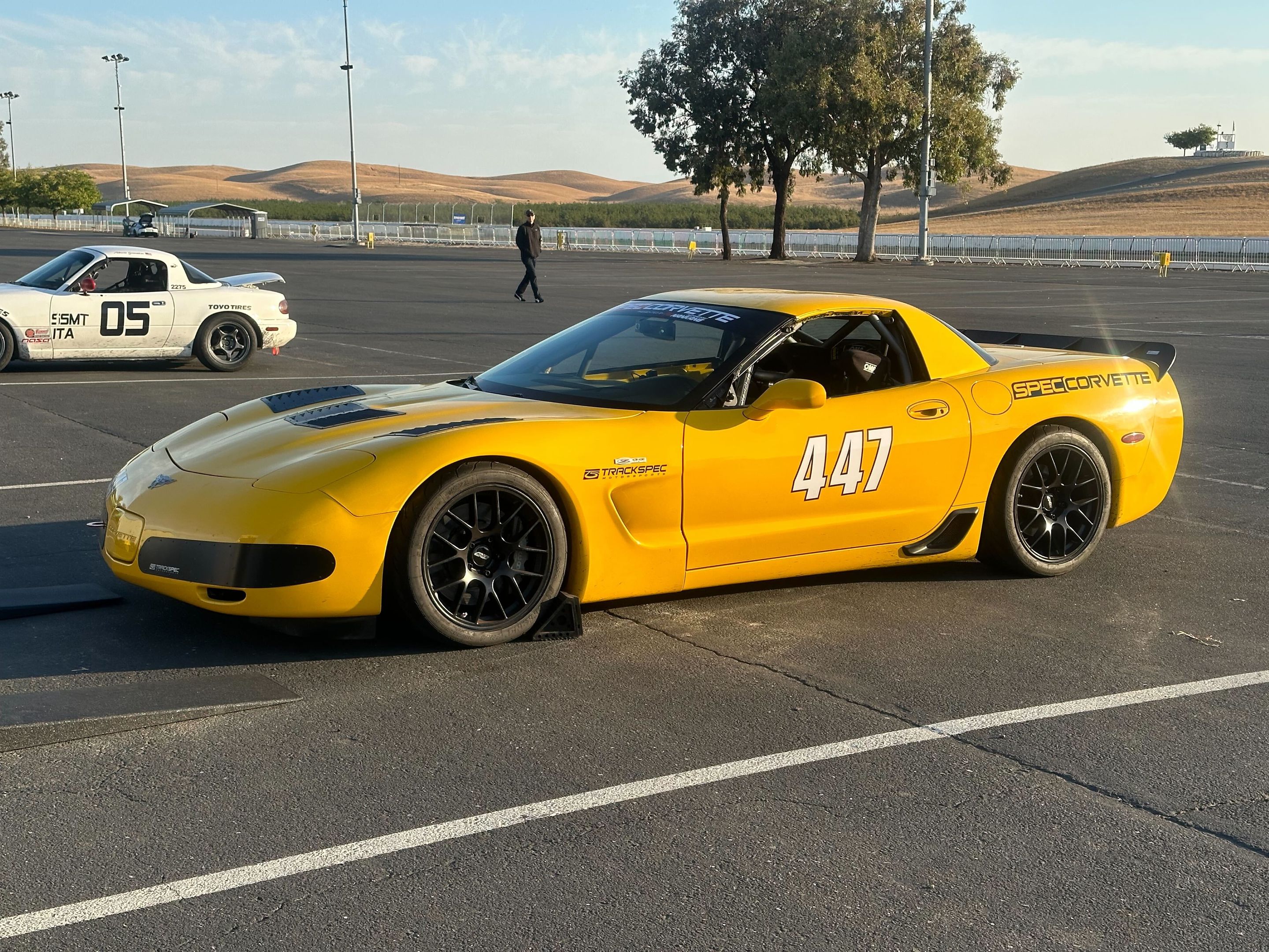 Yellow Chevrolet C5 Spec Corvette with 18" EC-7 Apex wheels in Satin Black