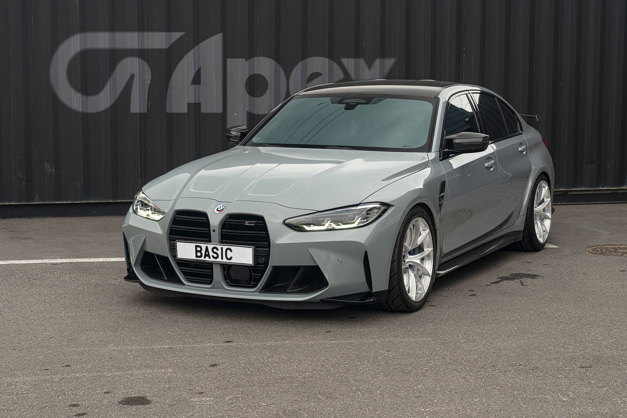 Grey BMW G80 M3 with 19" VS-5RS Apex wheels in Brushed Clear