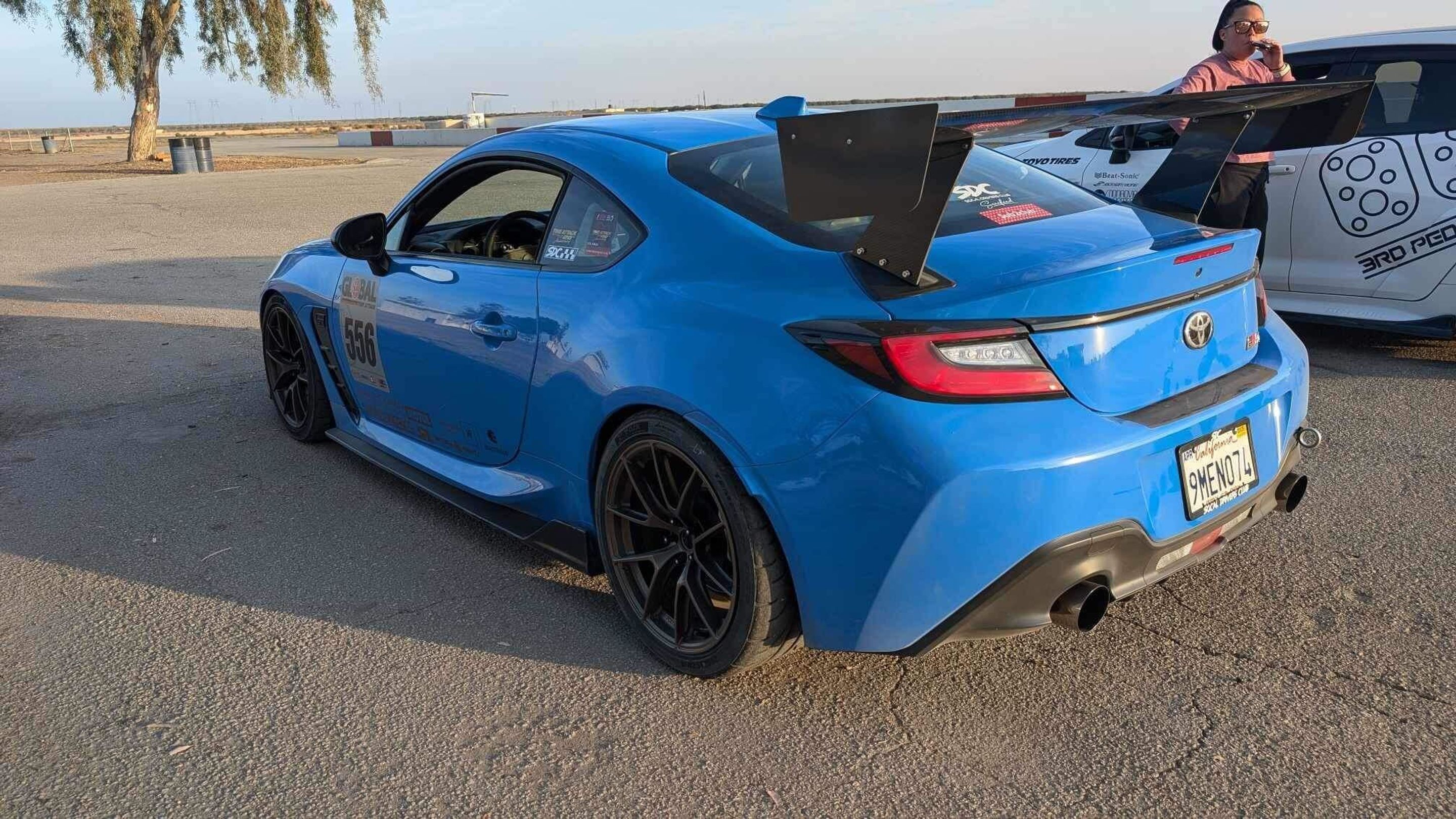 Blue Toyota GR86 with 18" VS-5RS Apex wheels in Satin Bronze