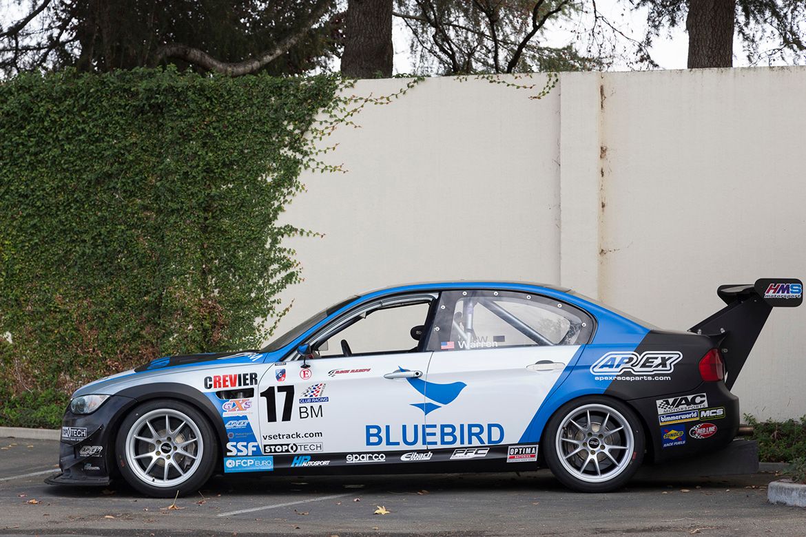 White BMW E90 Sedan M3 with 18" FL-5 Apex wheels in Race Silver