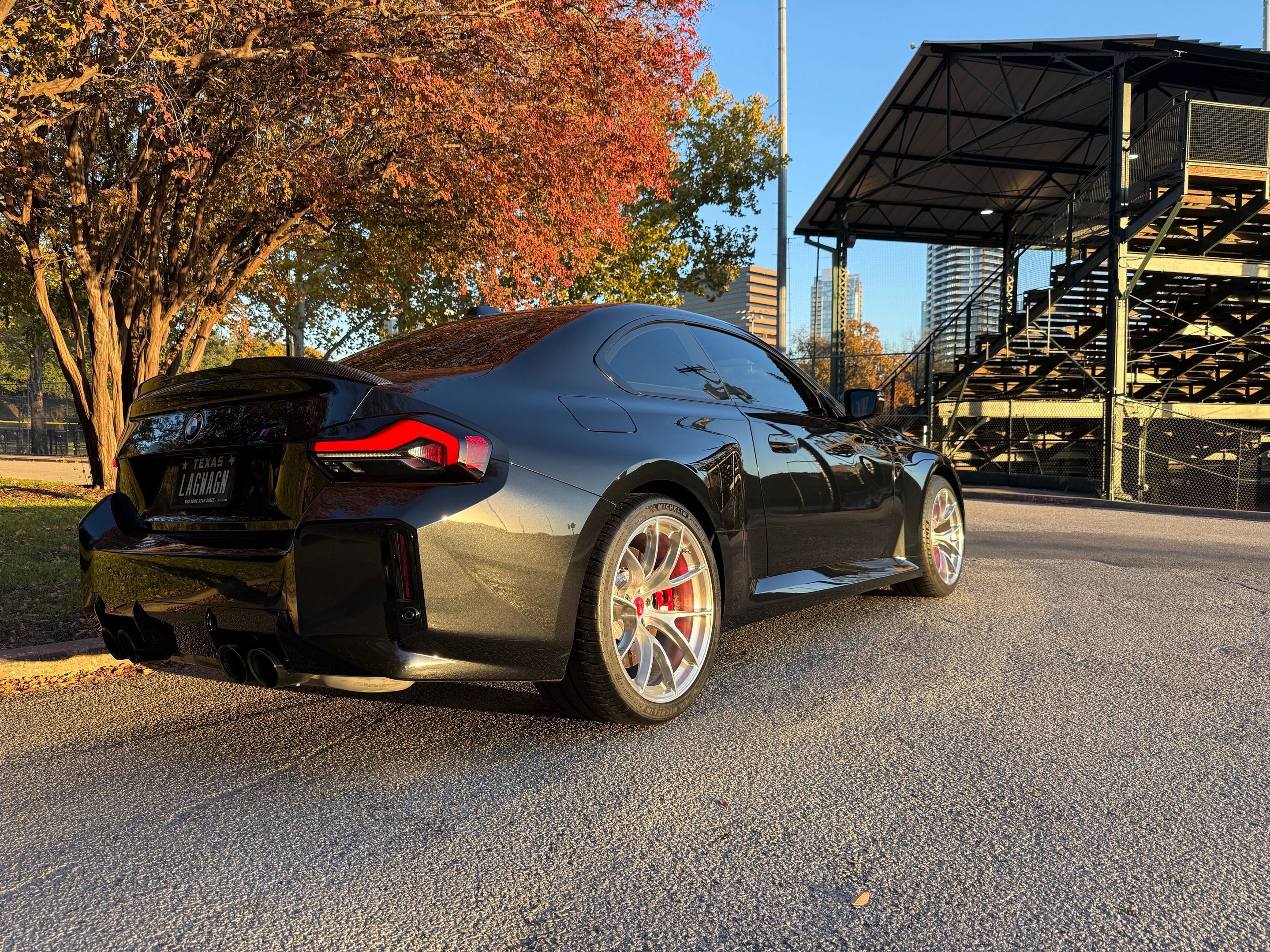 Black BMW G87 M2 with 19"/20" VS-5RS Apex wheels in Brushed Clear
