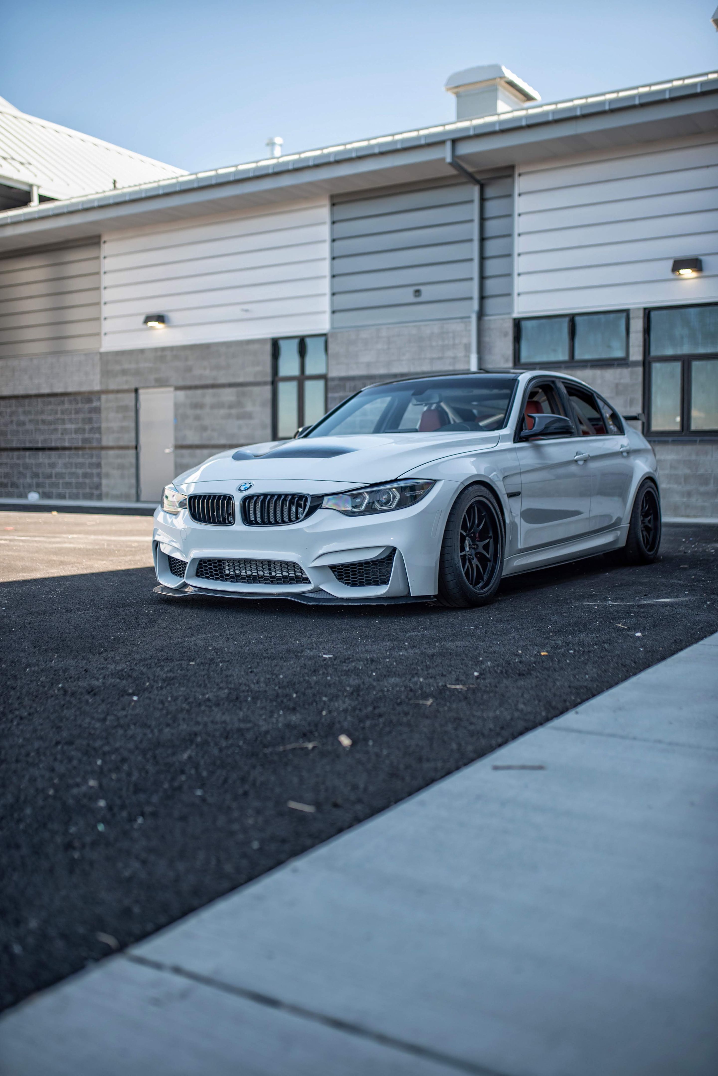 White BMW F80 M3 with 18" FL-5 Apex wheels in Satin Black