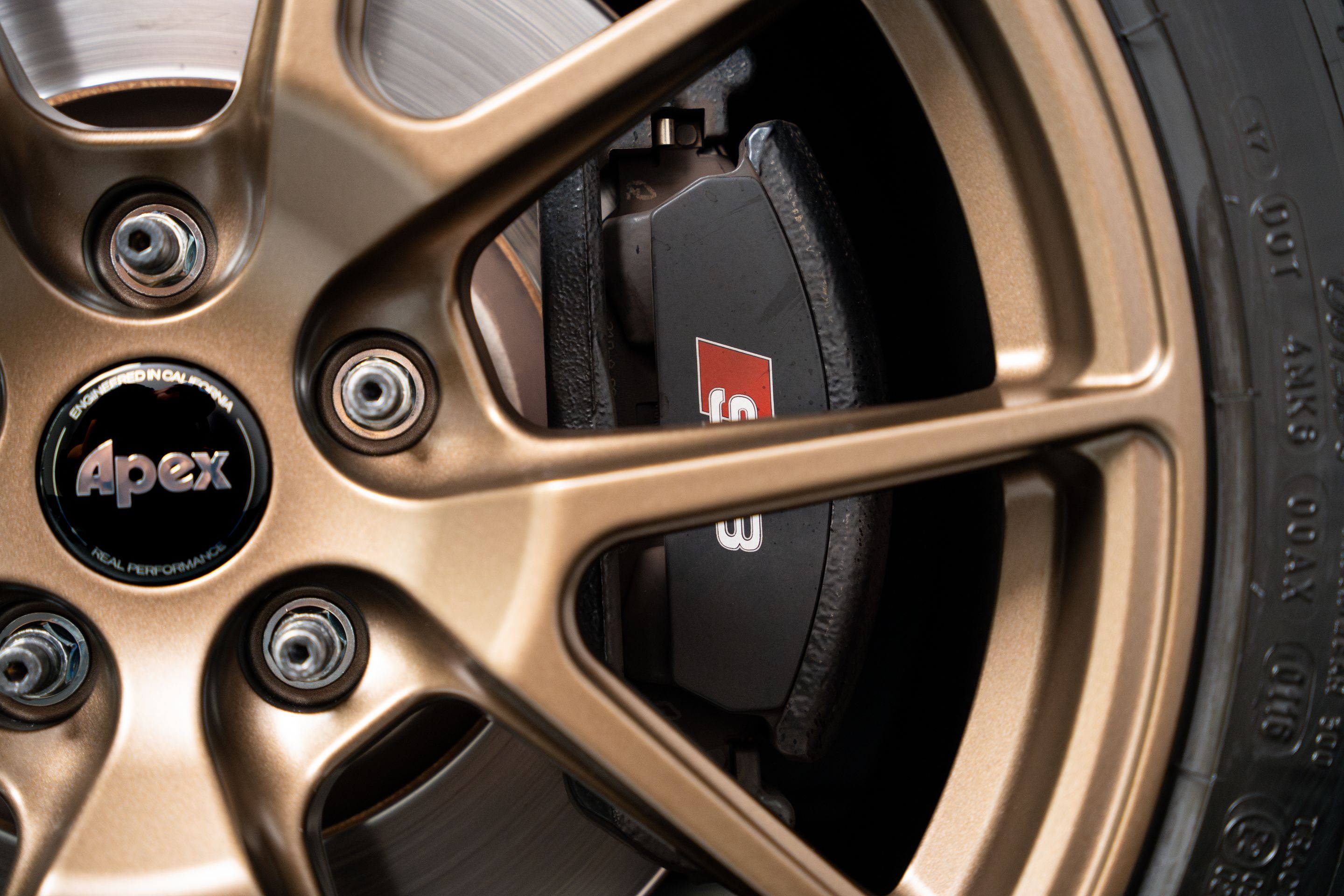 White Audi 8V S3 with 18" VS-5 Apex wheels in Satin Bronze