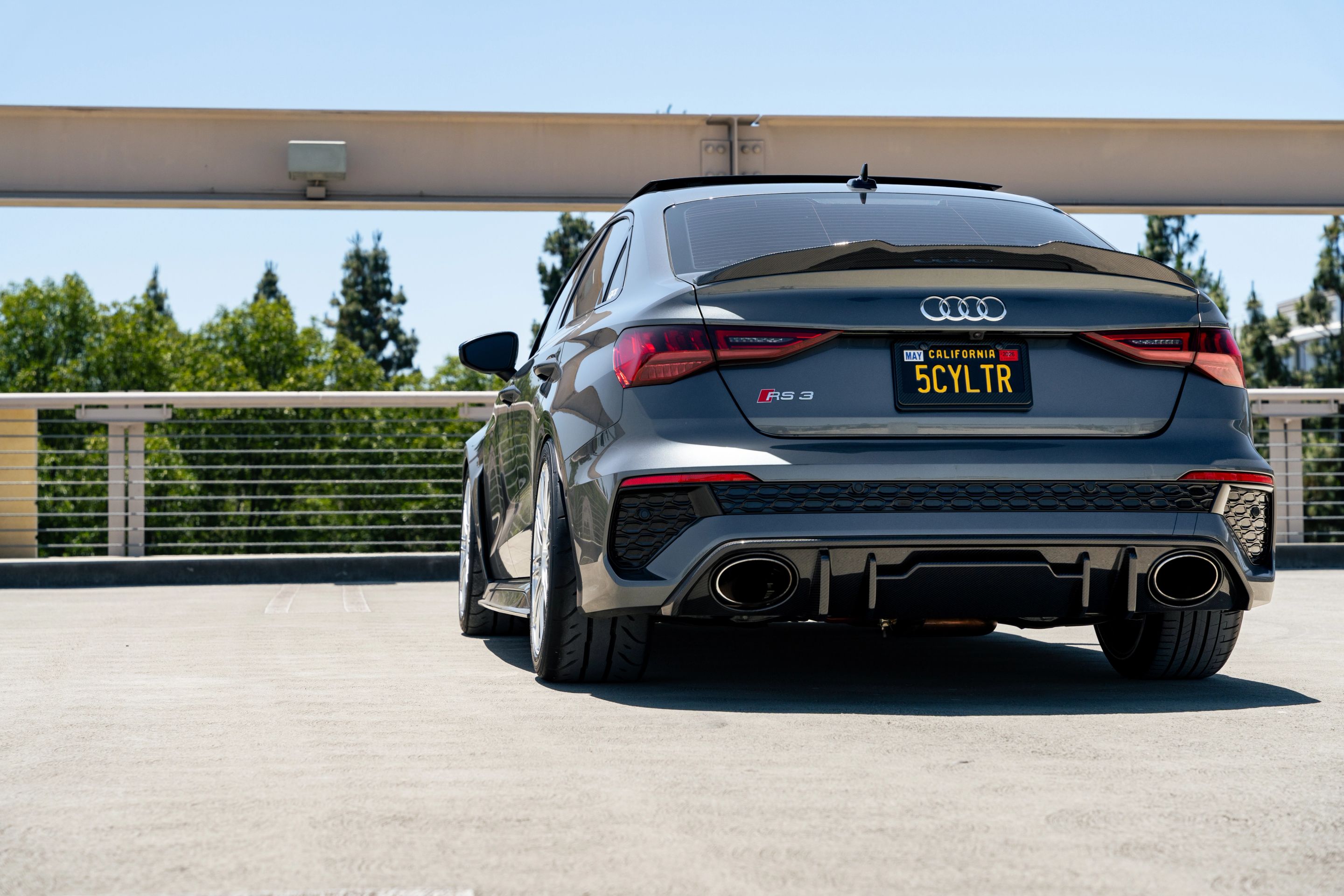 Grey Audi 8Y RS 3 with 18" TC-10RT Apex wheels in Race Silver