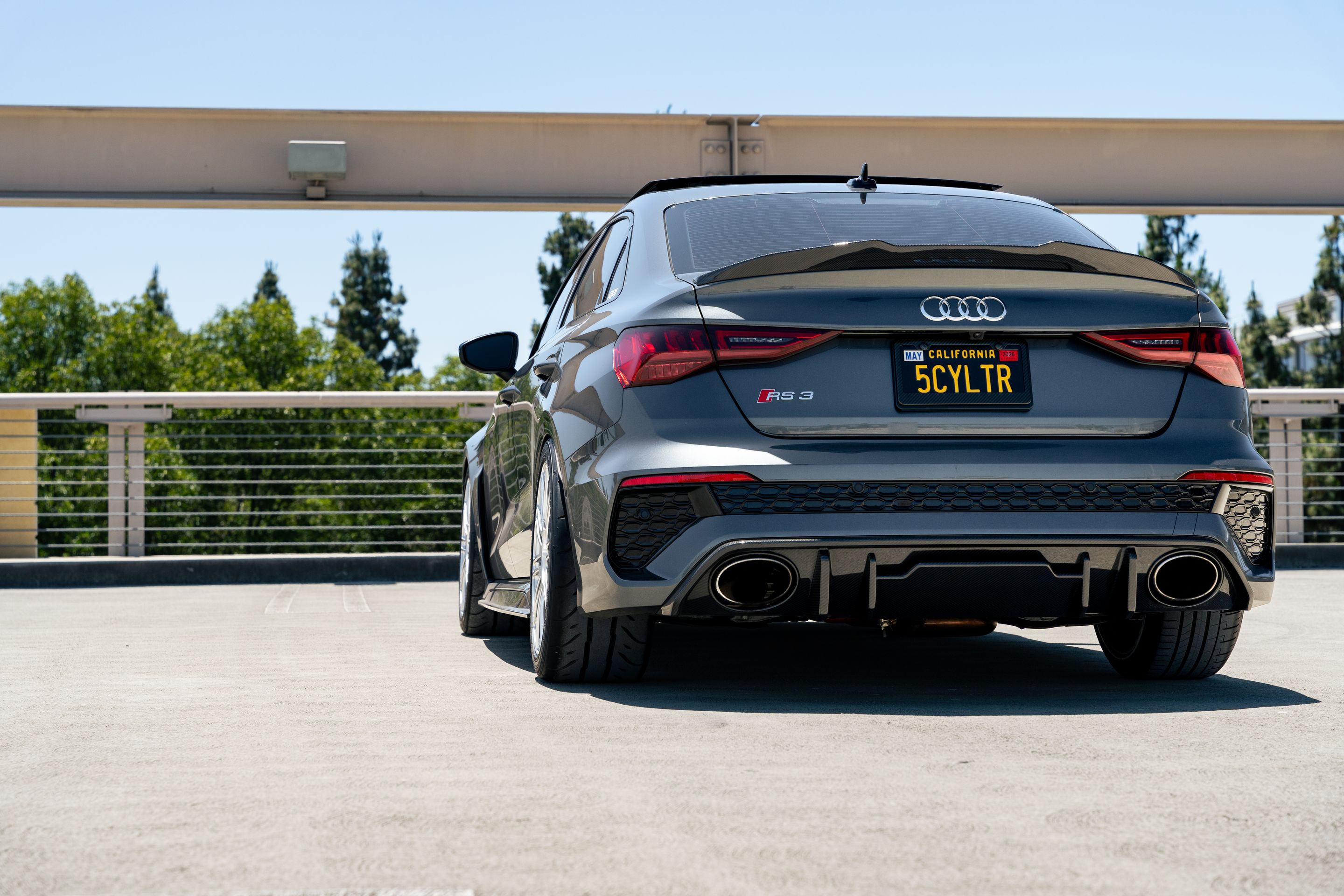 Grey Audi 8Y RS 3 with 18" TC-10RT Apex wheels in Race Silver