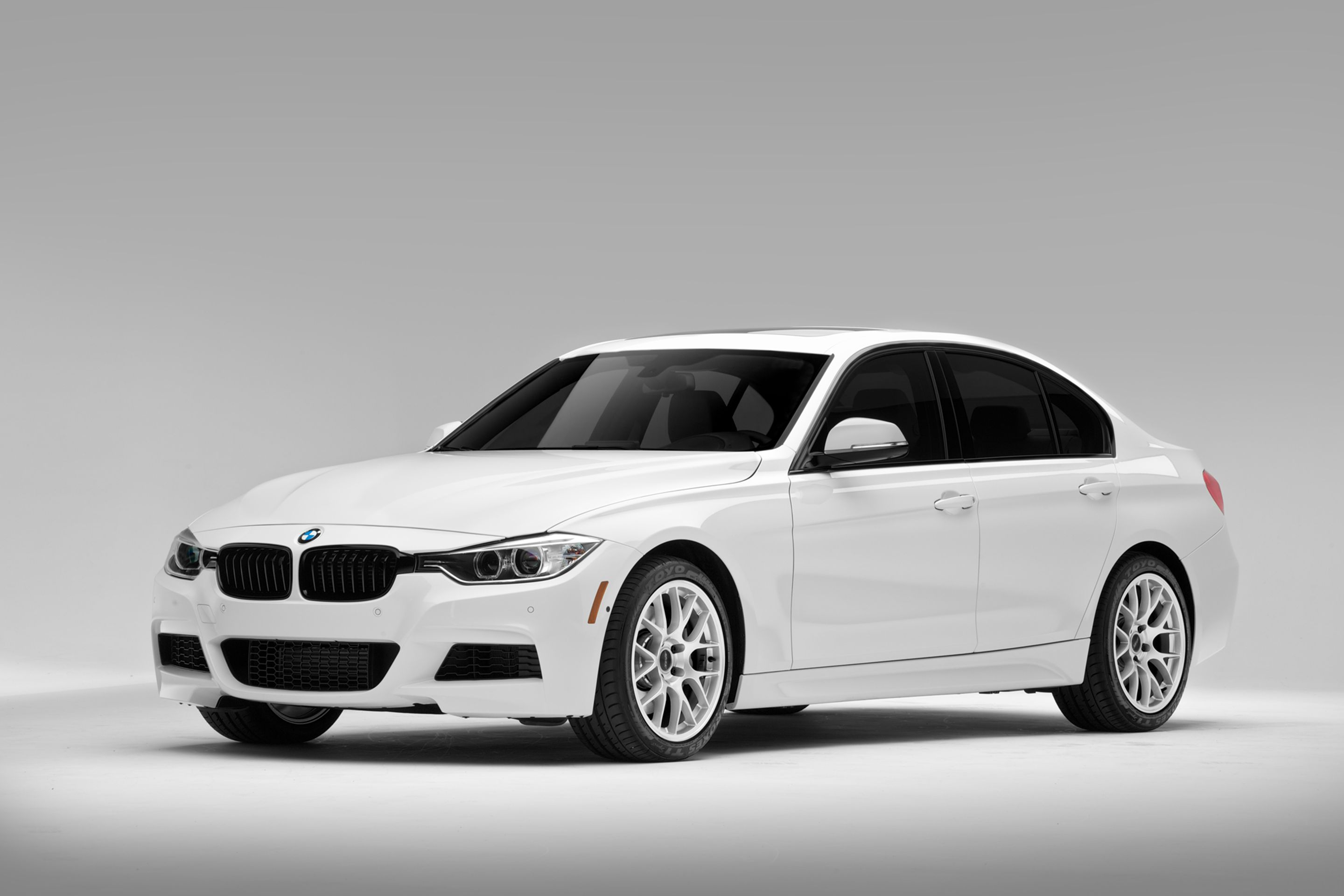 White BMW F30 Sedan 3 Series with 18" EC-7 Apex wheels in Race Silver