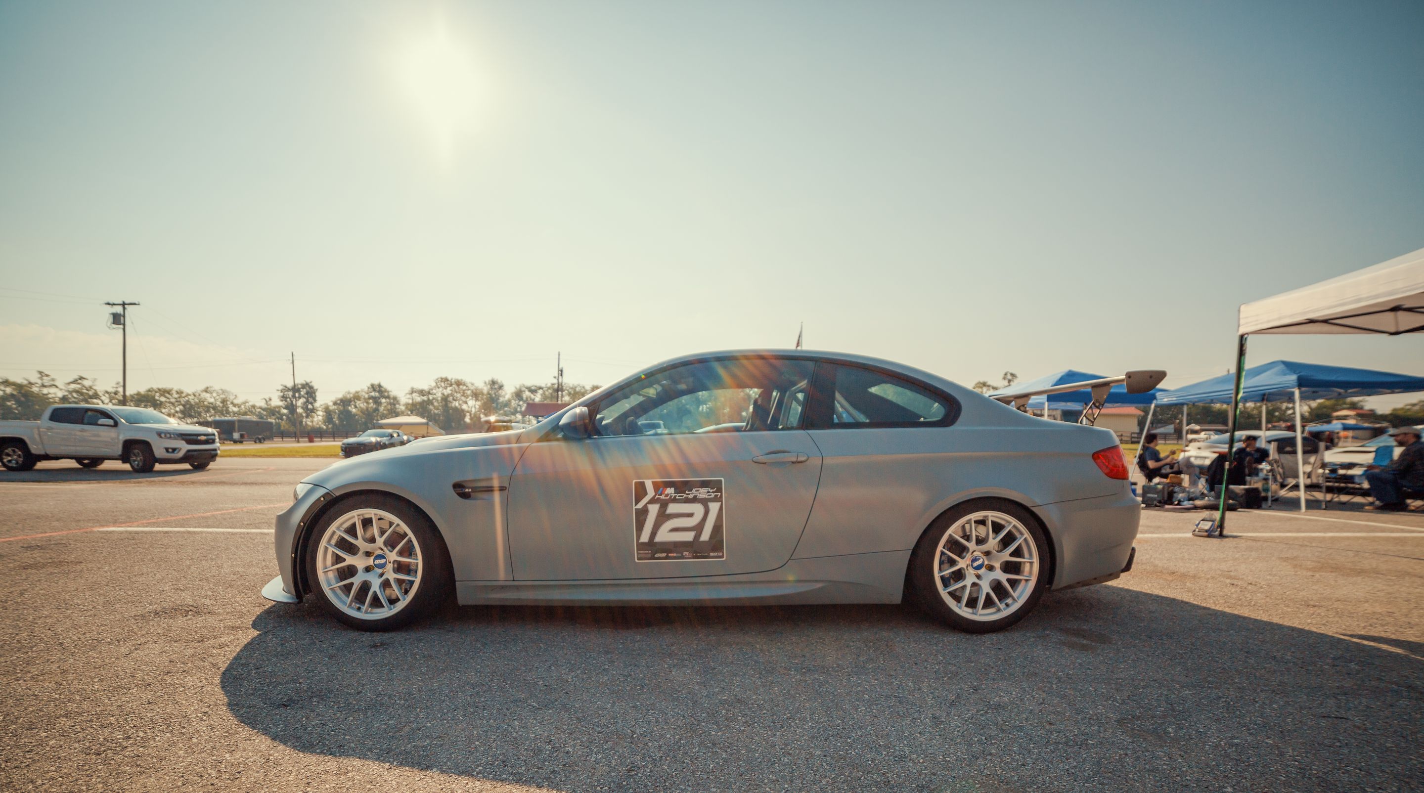 Grey BMW E92 Coupe M3 with 18" EC-7R Apex wheels in Brushed Clear