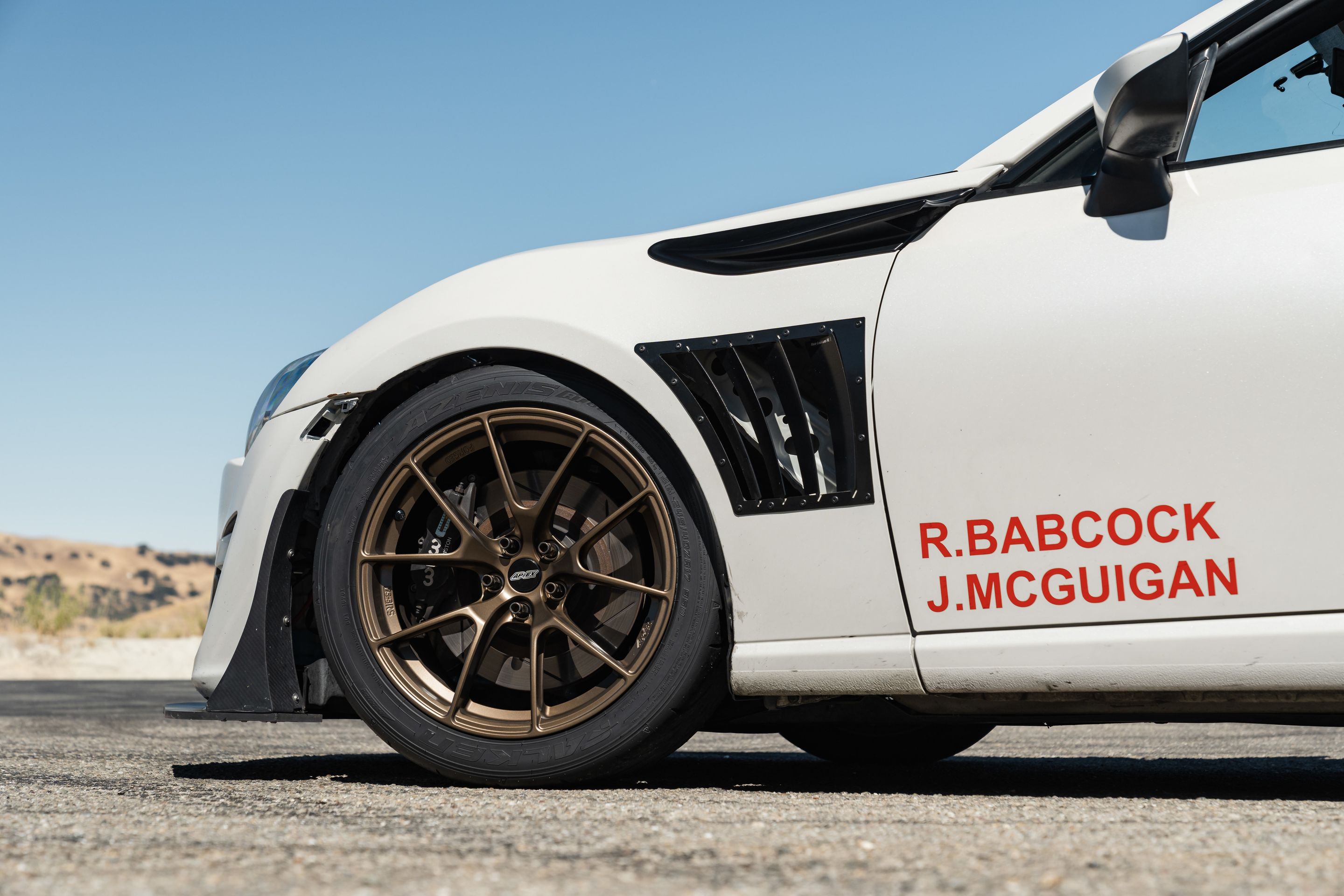 White Scion FR-S with 17" VS-5RS Apex wheels in Satin Bronze