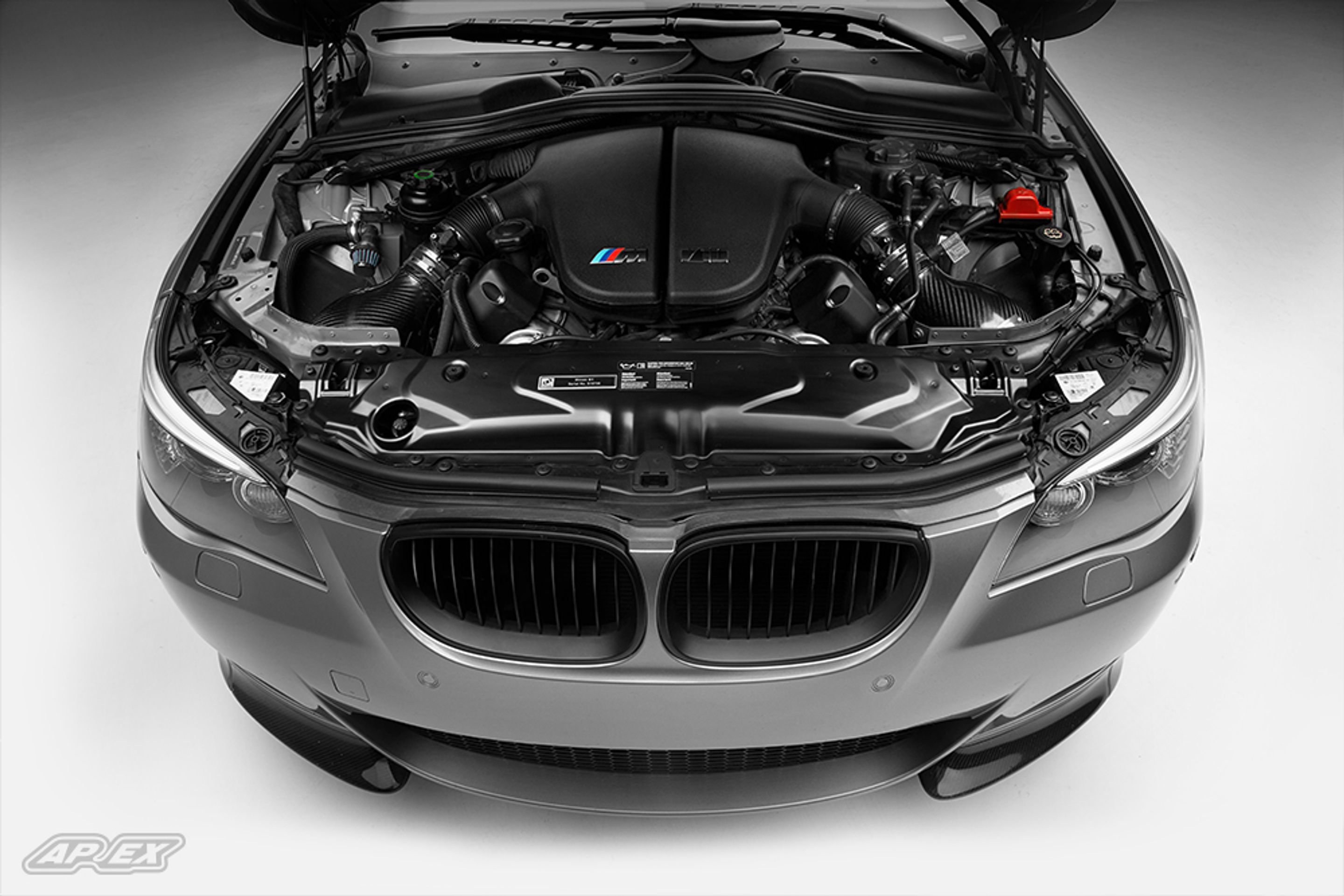 Grey BMW E60 M5 with 19" EC-7 Apex wheels in Race Silver