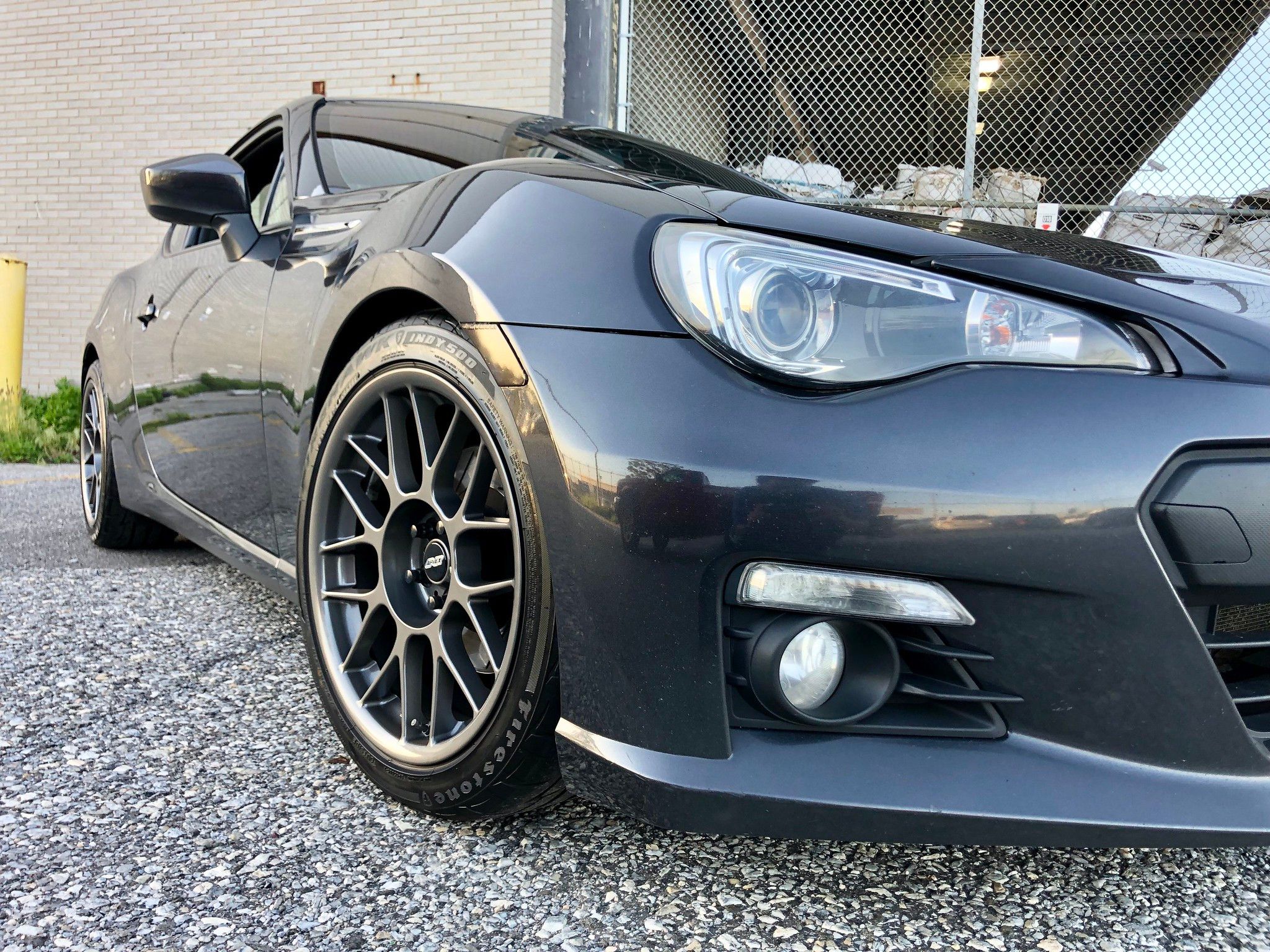 Grey Subaru ZC6 / Gen 1 BRZ with 17" ARC-8 Apex wheels in Anthracite