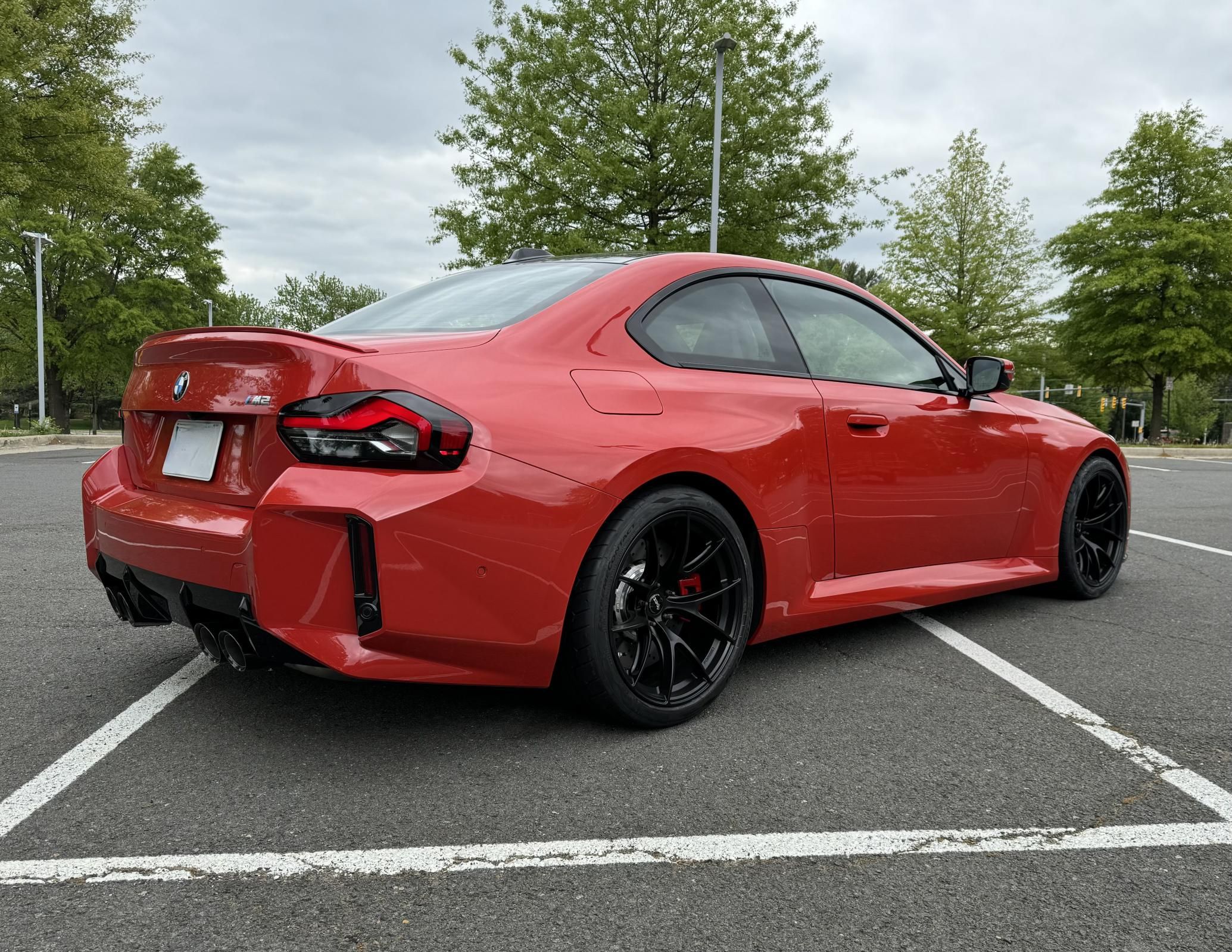 Red BMW G87 M2 with 19" VS-5RS Apex wheels in Satin Black