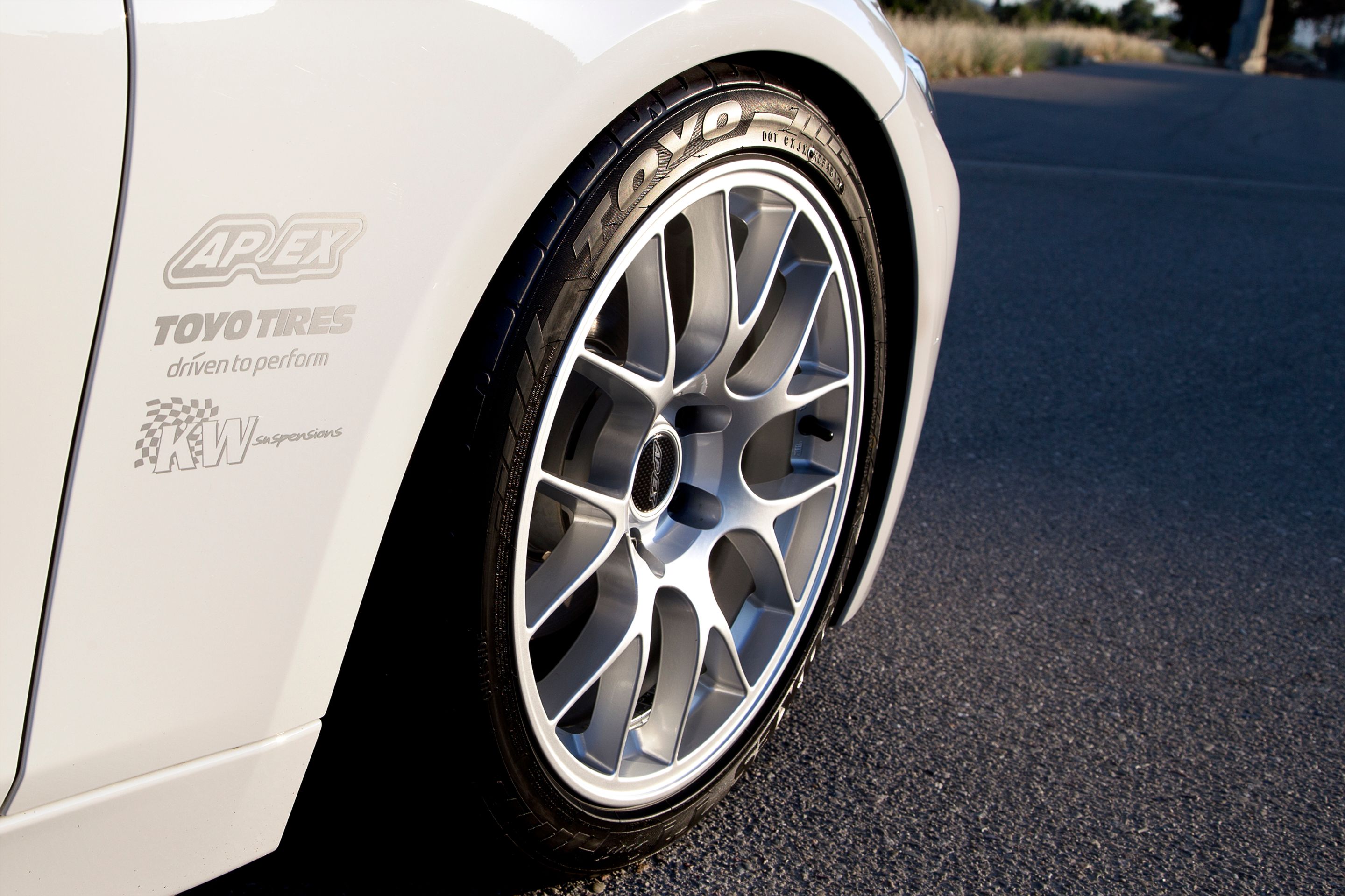 White BMW F30 Sedan 3 Series with 18" EC-7 Apex wheels in Race Silver