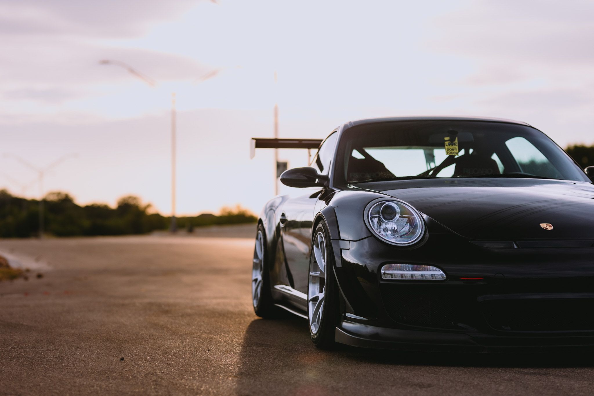 Black Porsche 911 997 Carrera S with 18" VS-5RS Apex wheels in Brushed Clear